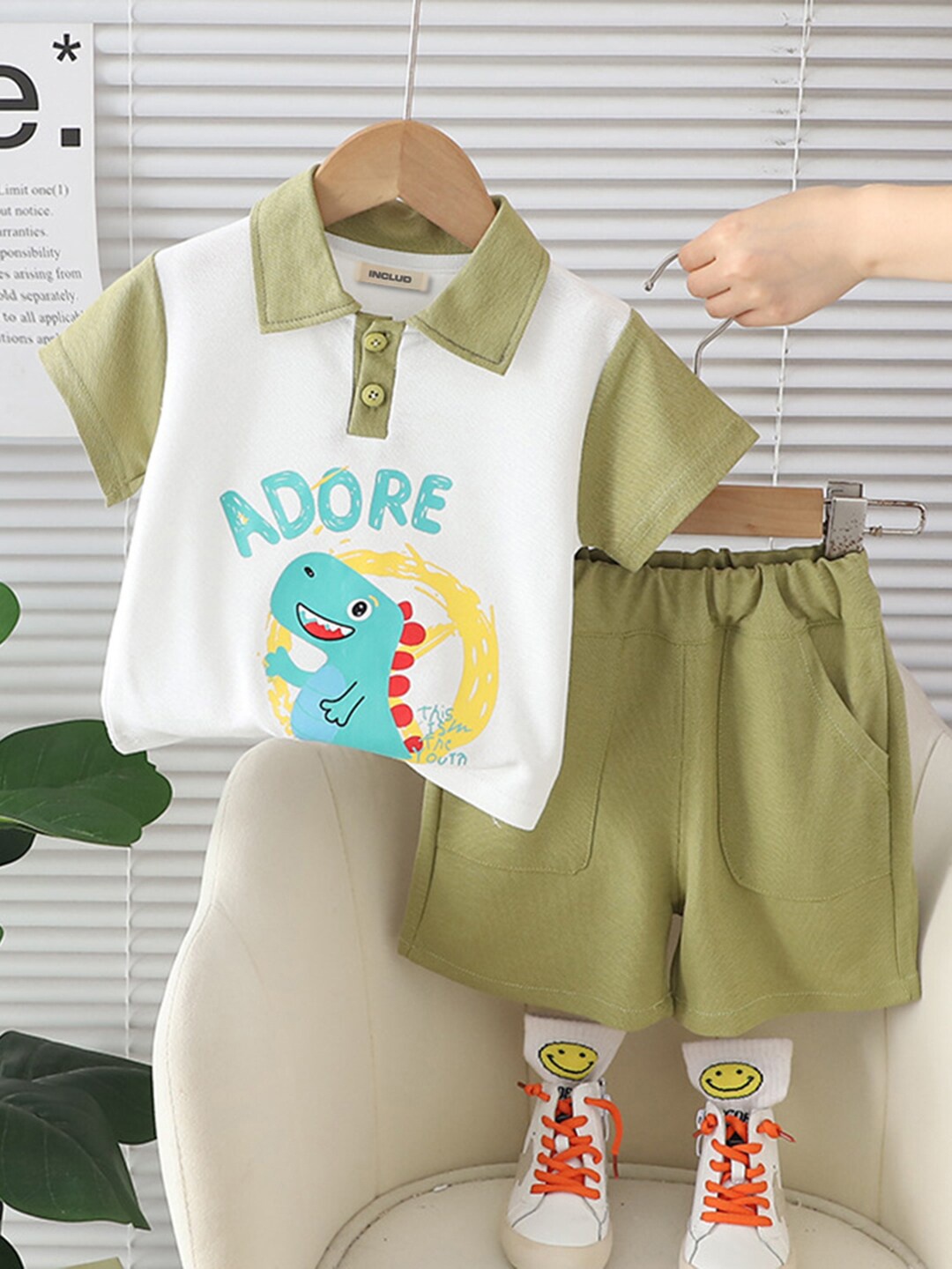 

INCLUD Boys Printed T-shirt With Shorts, Green