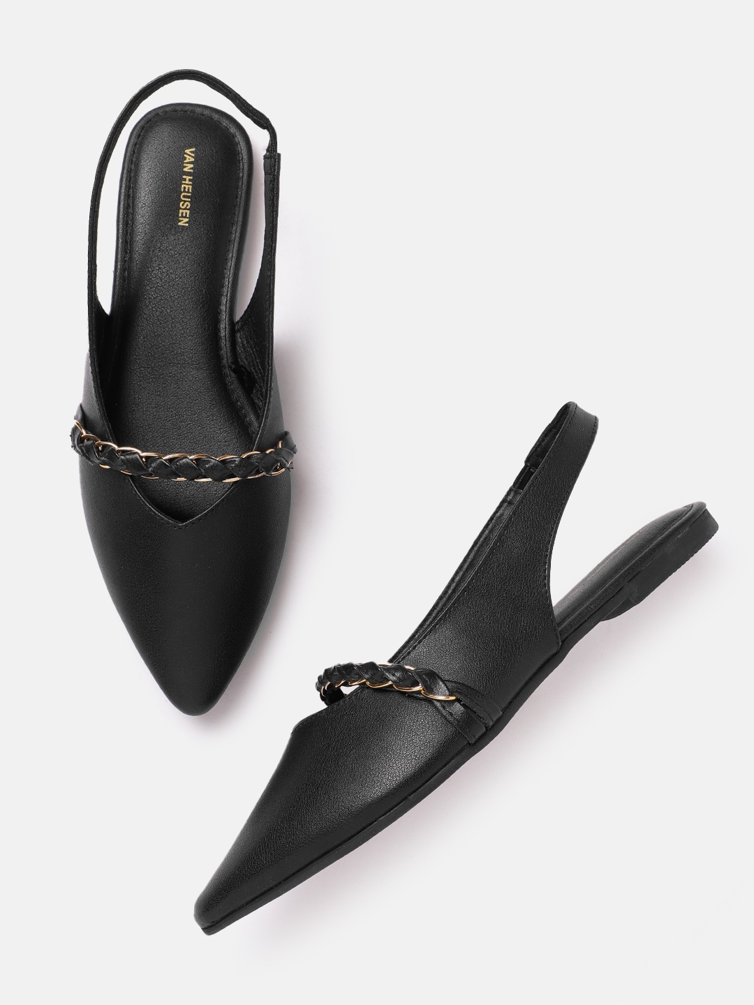 

Van Heusen Women Braided Pointed-Toe Mules, Black