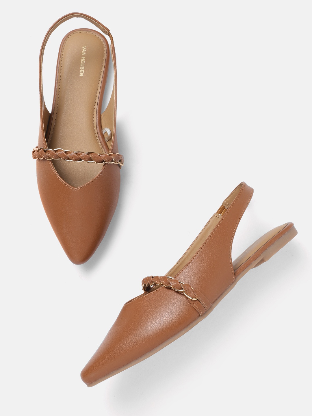 

Van Heusen Women Braided Pointed-Toe Mules, Tan