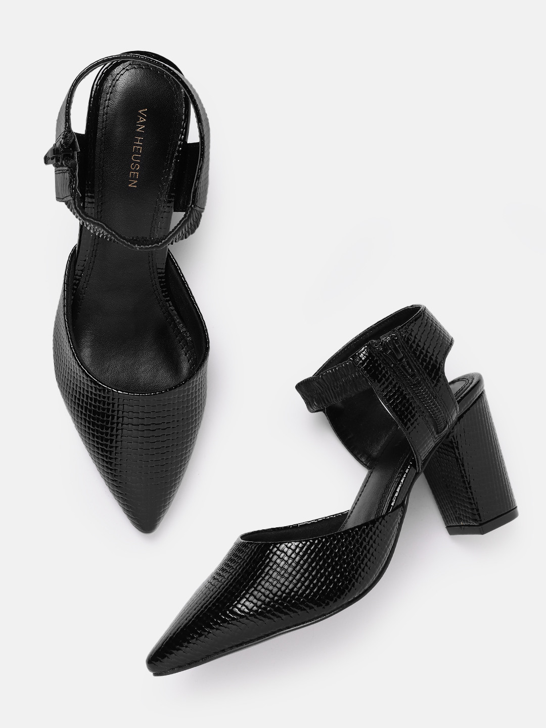 

Van Heusen Textured Block Heel Pumps, Black