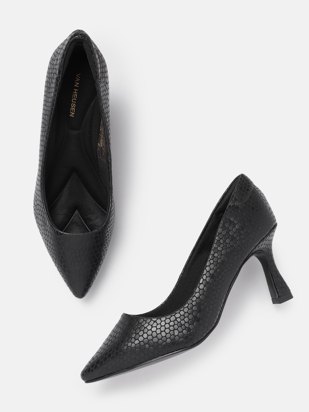

Van Heusen Textured Slim Heel Pumps, Black