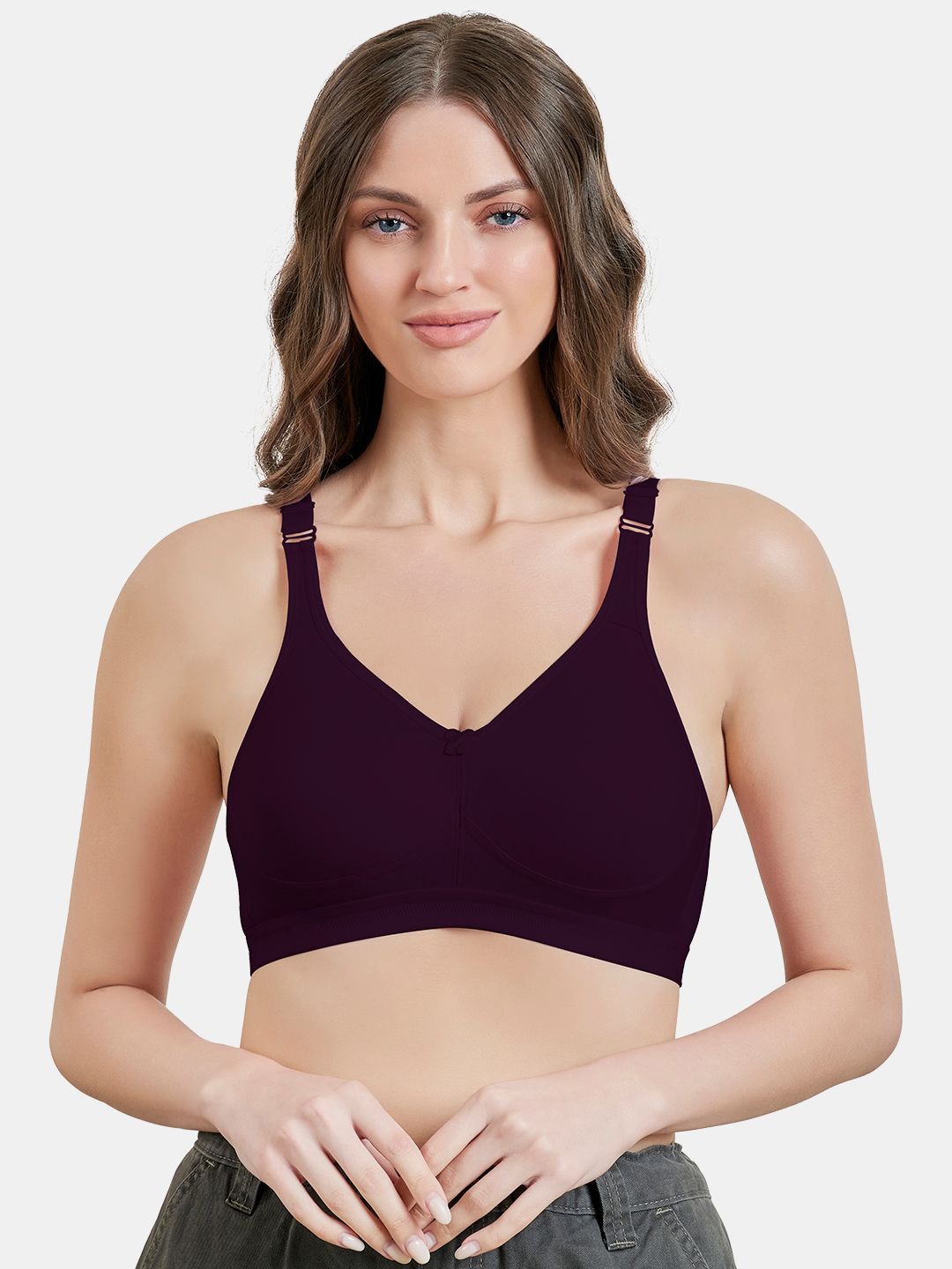 

MAROON T-shirt Bra Full Coverage Non Padded Non-Wired All Day Comfort, Purple