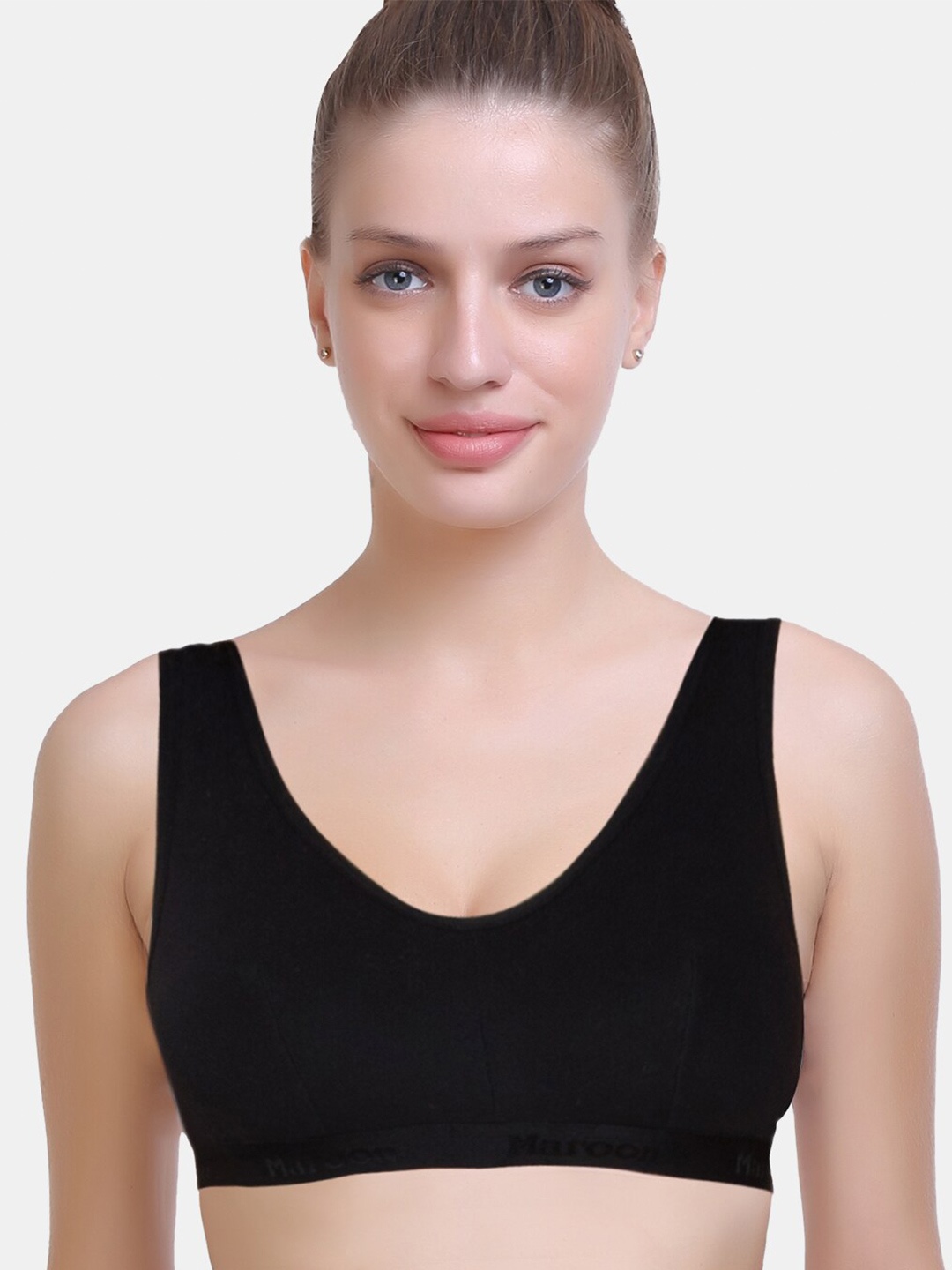 

MAROON Medium Coverage Non Padded Workout Bra With All Day Comfort, Black