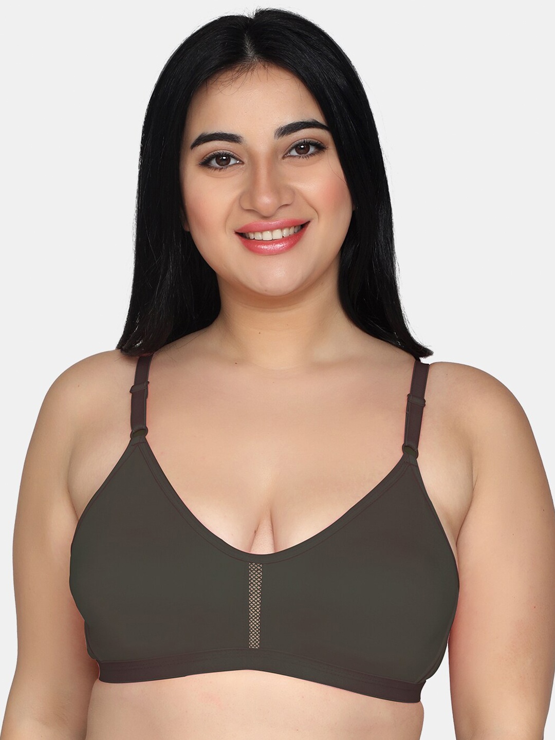

MAROON Non Padded Full Coverage Seamless Sports Bra All Day Comfort, Coffee brown