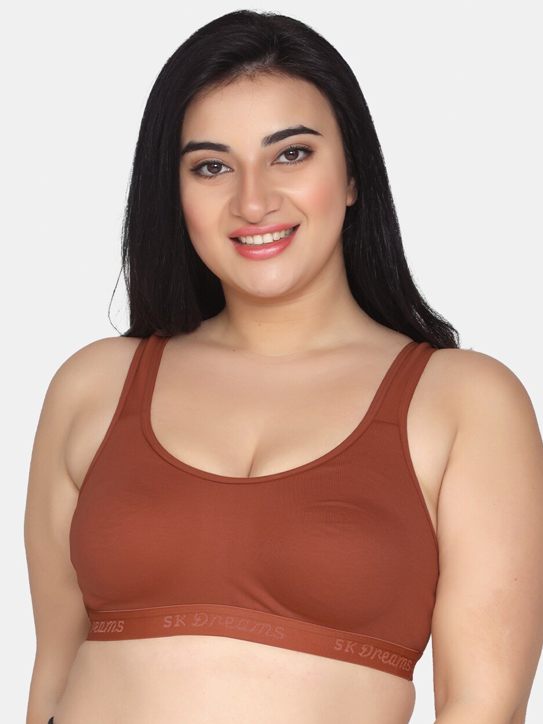 

MAROON Cotton Workout Bra Full Coverage Non Padded Non-Wired All Day Comfort, Brown
