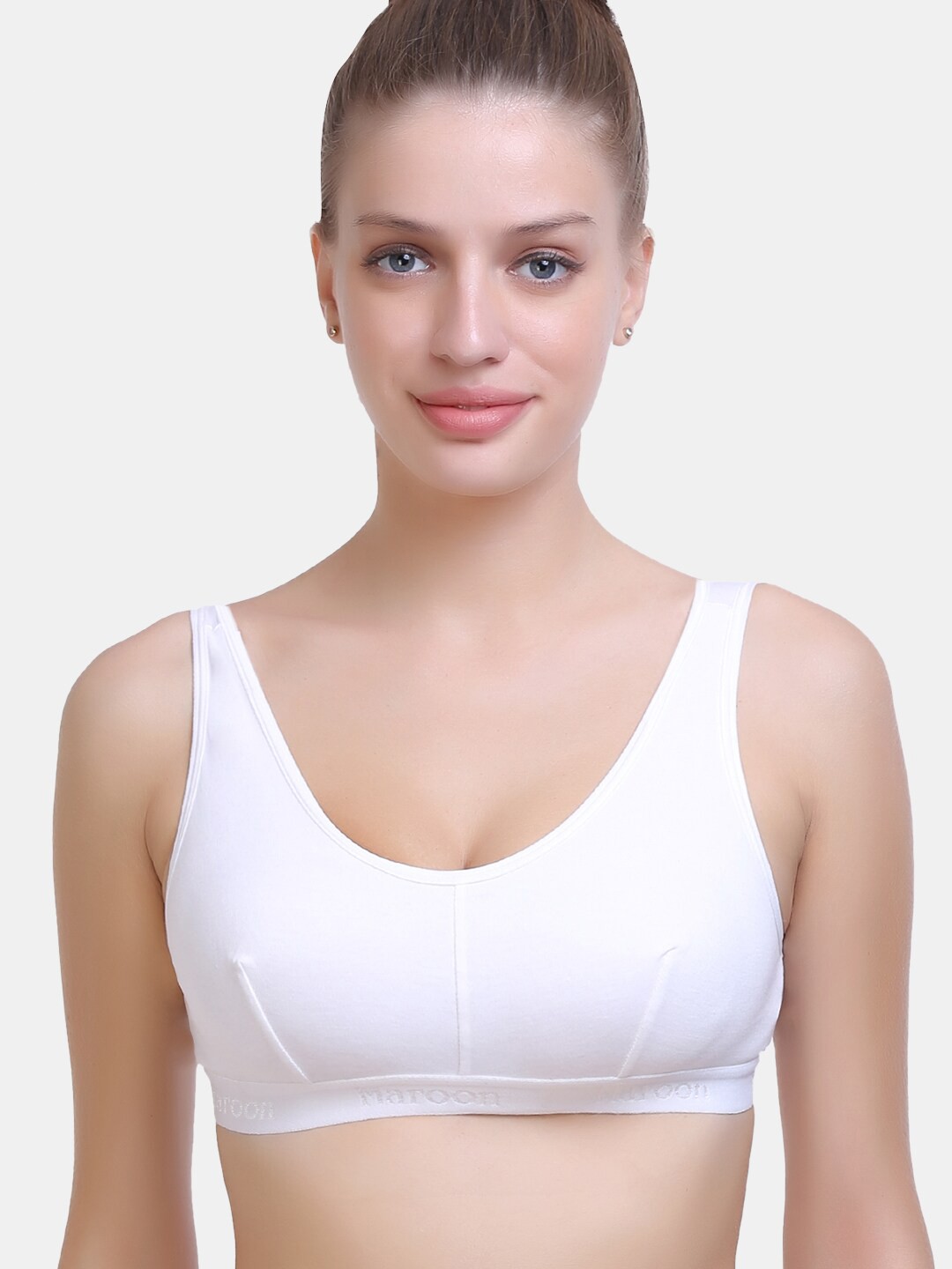 

MAROON Medium Coverage Non Padded Workout Bra With All Day Comfort, White