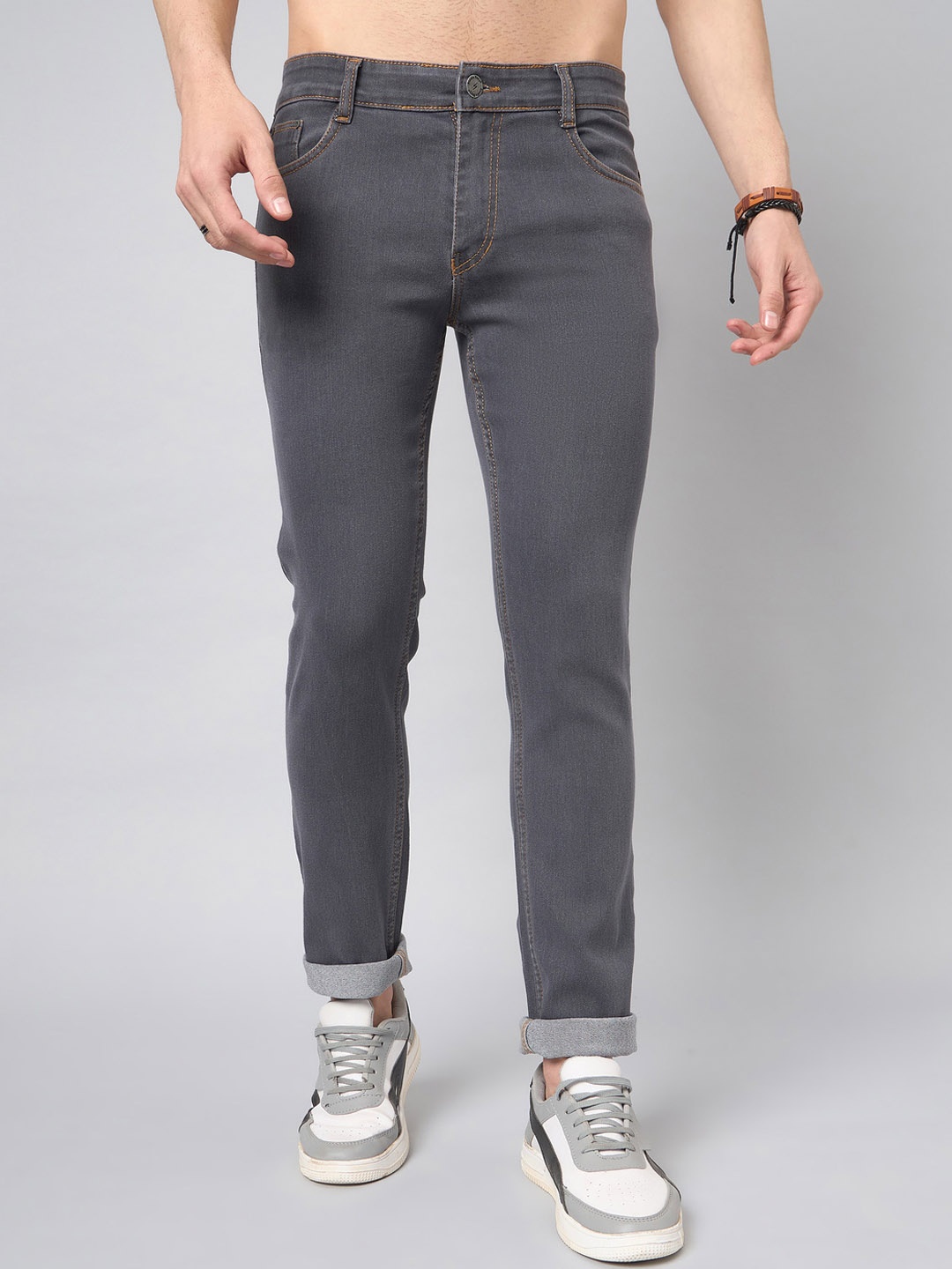 

STUDIO NEXX Men Clean Look No Fade Stretchable Jeans, Grey