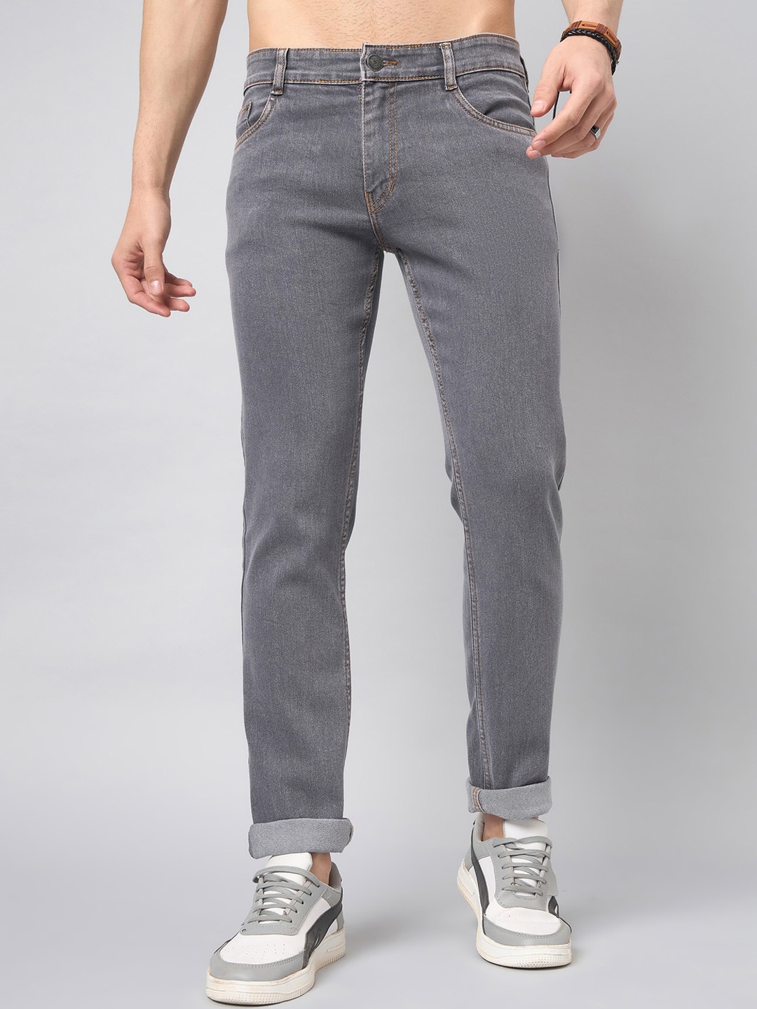 

STUDIO NEXX Men Mid-Rise Slim Fit Stretchable Jeans, Grey