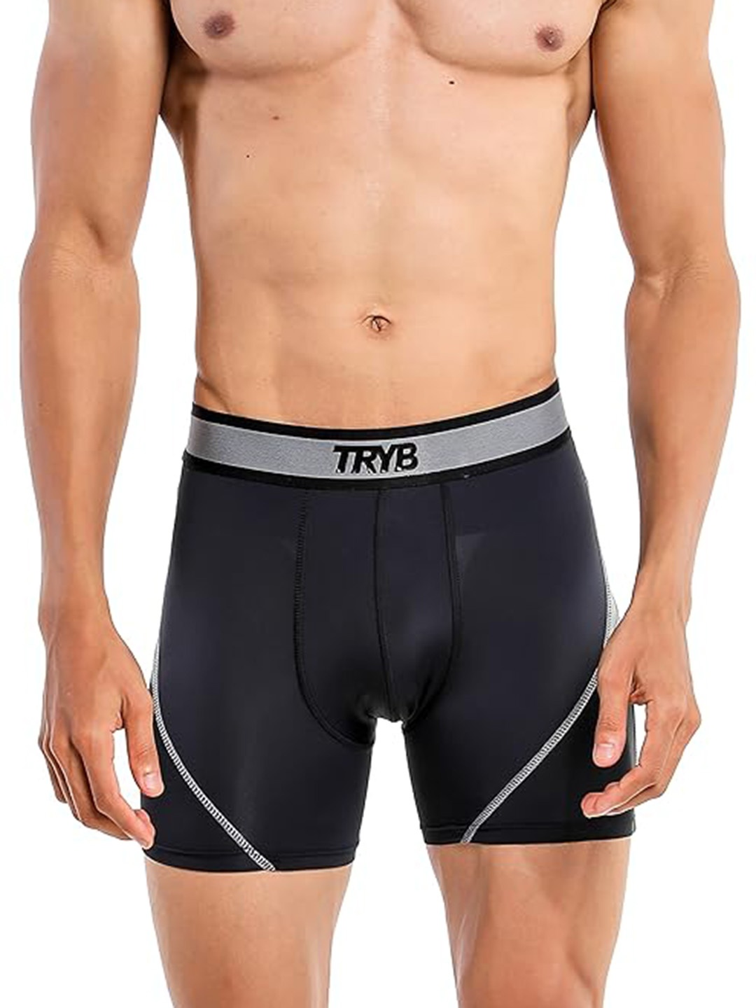 

TRYB Mid Rise Outer Elastic Trunks TRYB-Two Tone-Black-S