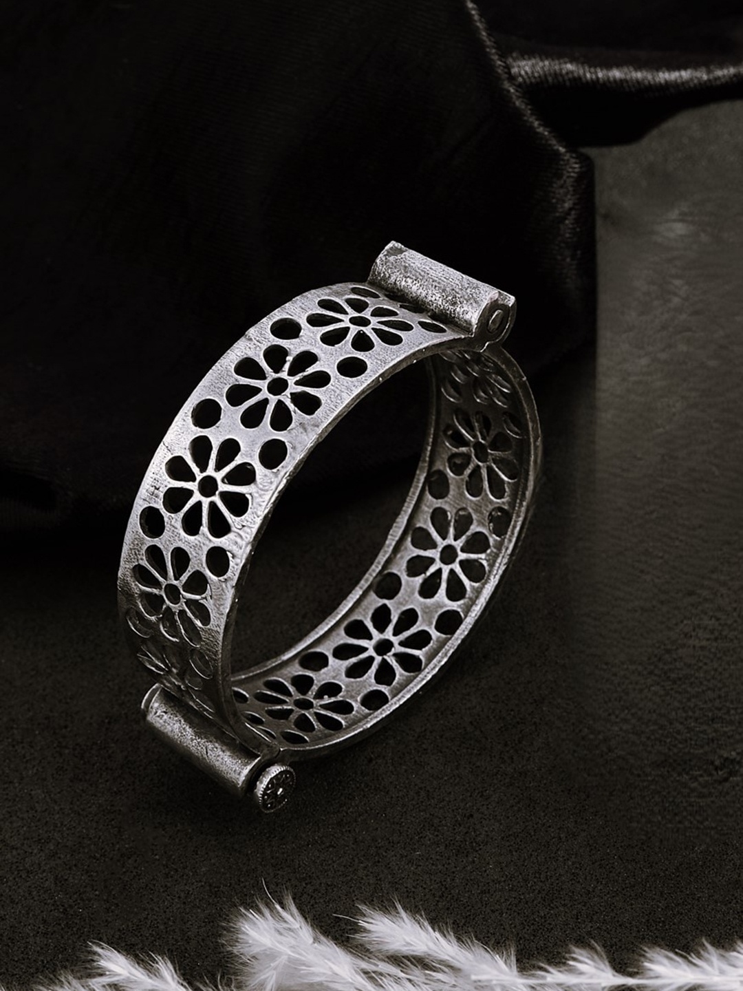 

ATIBELLE German Silver Silver-Plated Kada Bangle