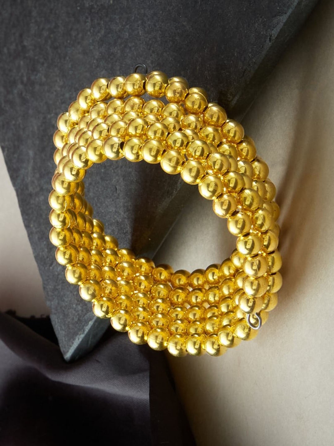 

ATIBELLE Gold-Plated Beaded Adjustable Bangle