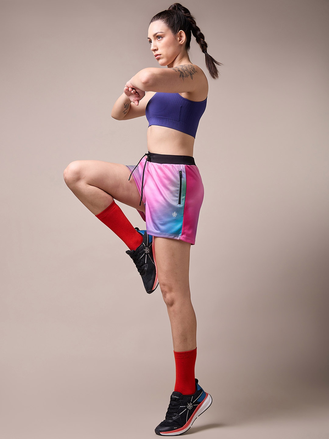 

CULT Women Abstract Printed Moisture Wicking High Spirit AOP Shorts, Pink
