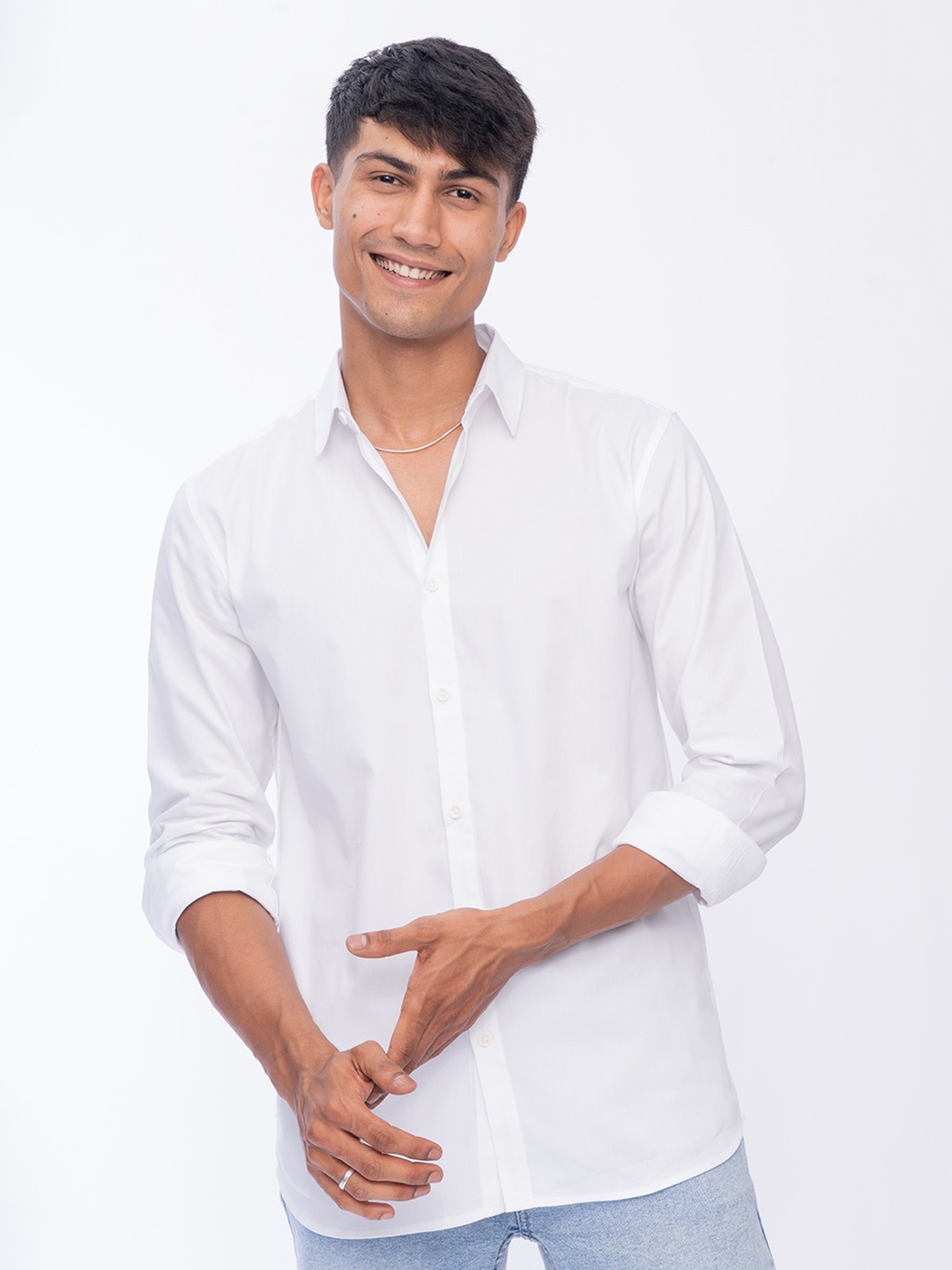 

Wellbi Men Pure Cotton Button Down Classic Shirt, White