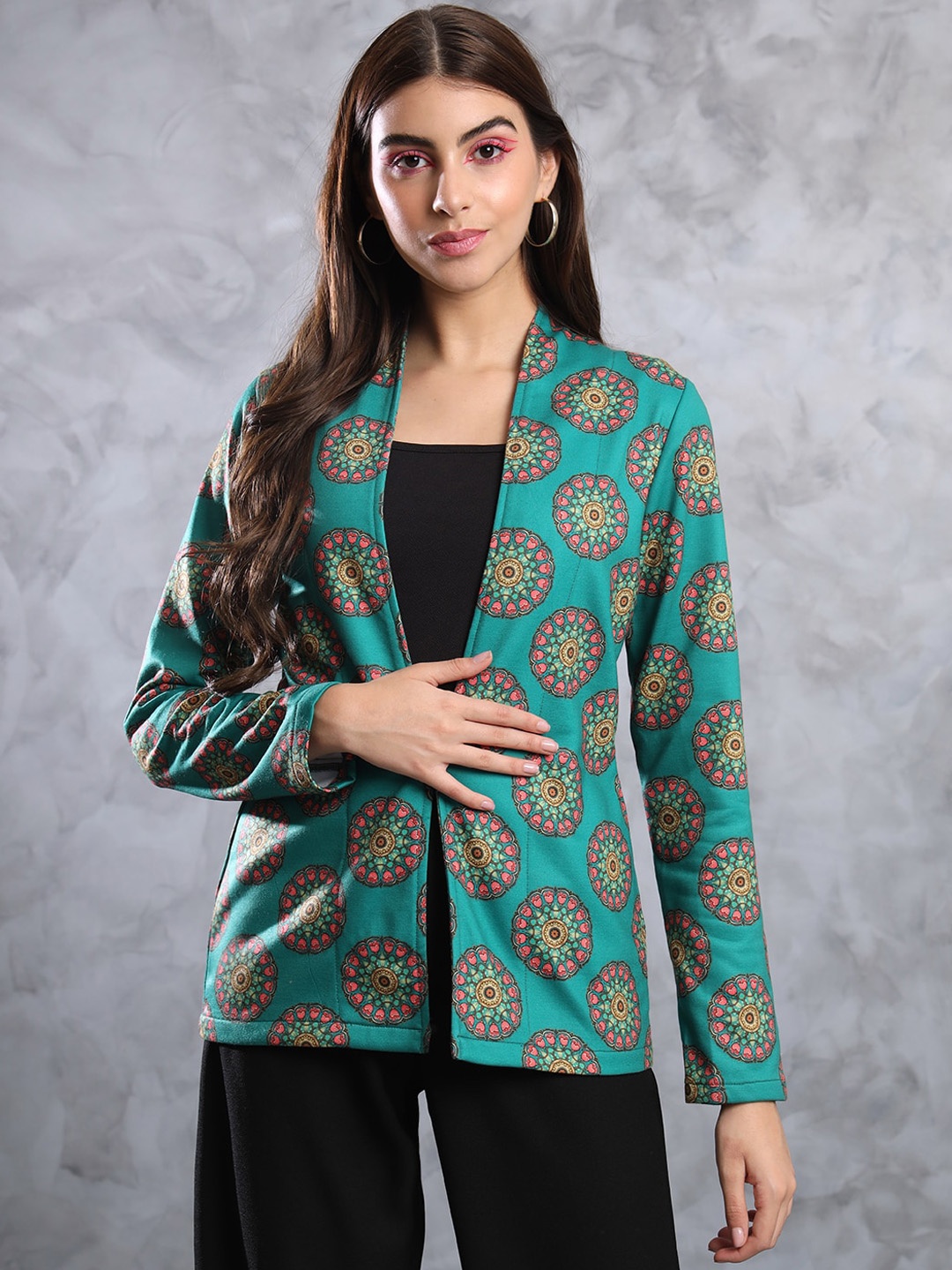 

TANDUL Printed Notched Lapel Slim Fit Single Breasted Blazers, Blue