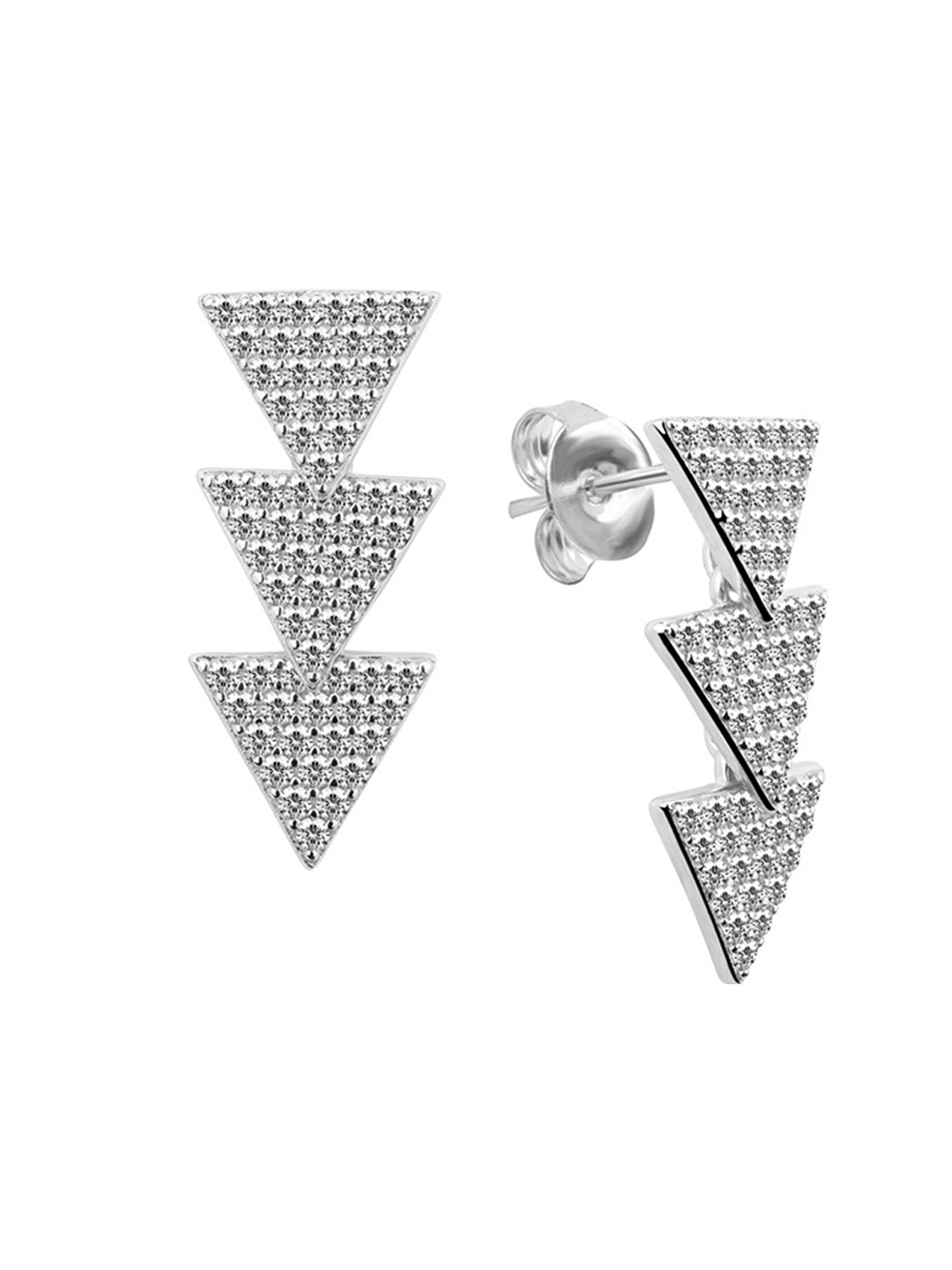 

Nistra 925 Sterling Silver Rhodium-Plated Geometric Drop Earrings