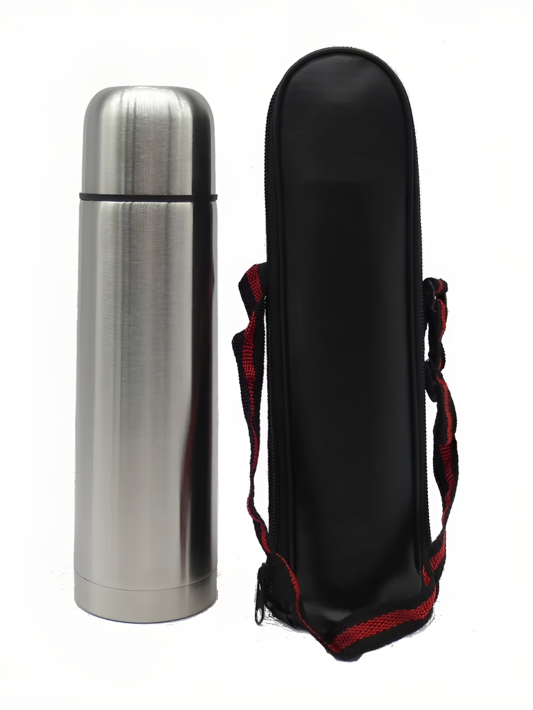 

WELOUR Silver Toned Double Wall Vacuum Stainless Steel Water Bottle With Cover 550 ml