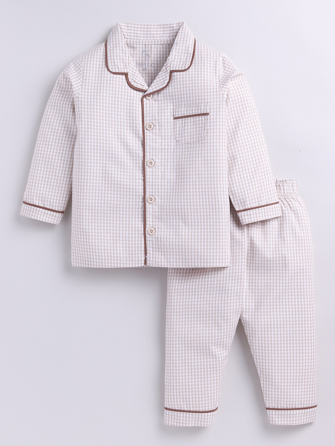 

BABY GO Kids Printed Shirt With Pyjamas, Beige