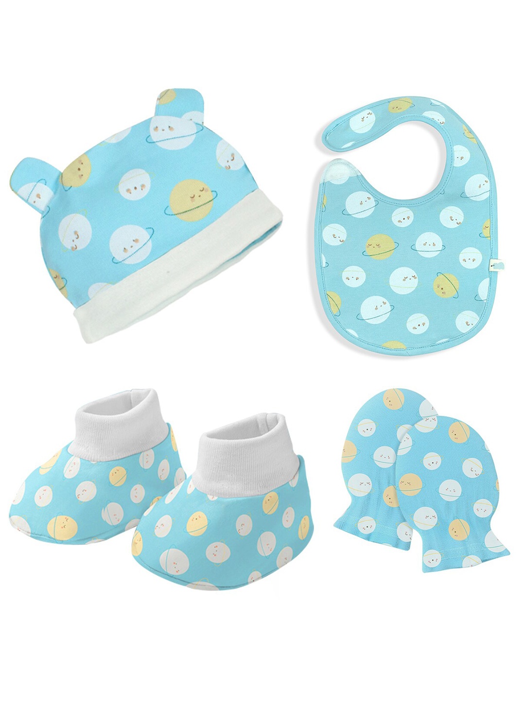 

TIDY SLEEP Infants Pack Of 4 Printed Soft Baby Apparel Gift Set, Blue