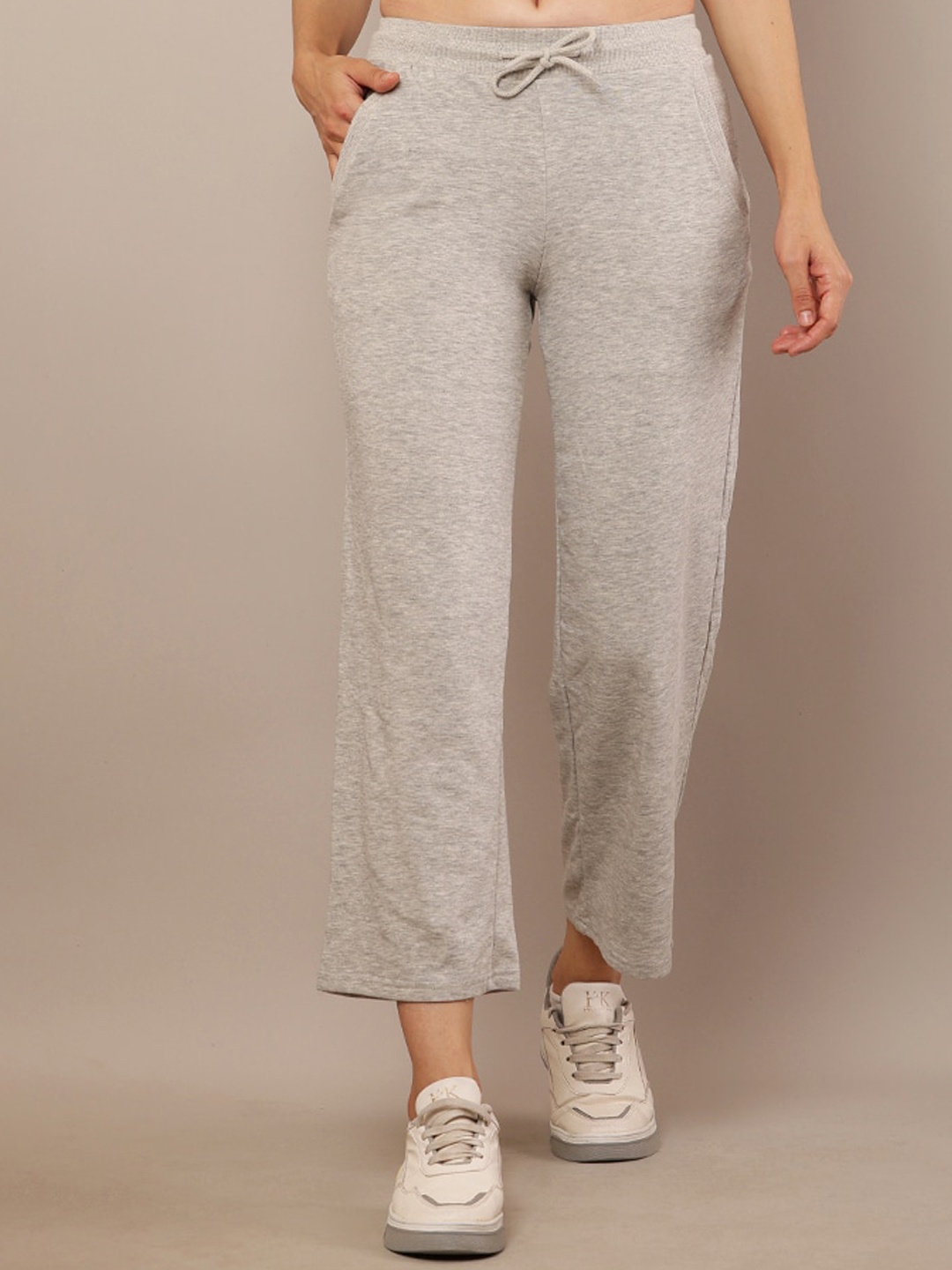 

NoBarr Women Cotton Mid-Rise Trousers, Grey