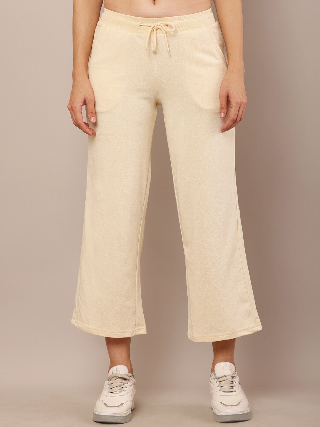 

NoBarr Women Mid-Rise Cotton Chinos Trousers, Cream