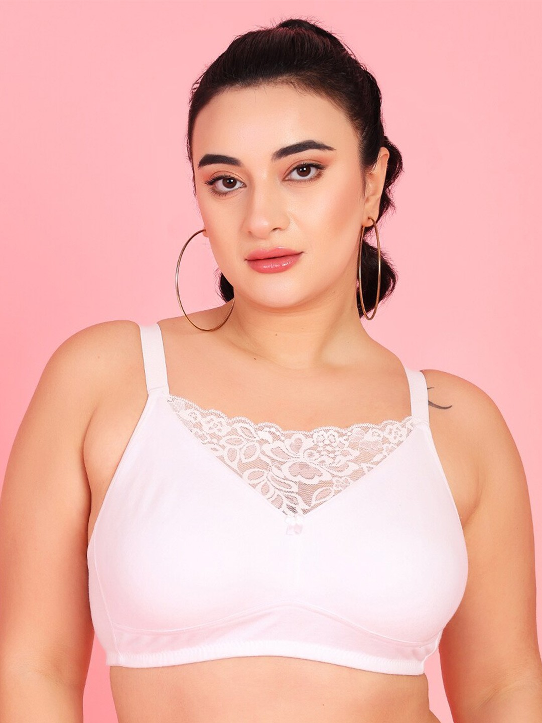 

Curvy Love Plus Size Full Coverage Non Padded Cotton Camisole Bra With All Day Comfort, White