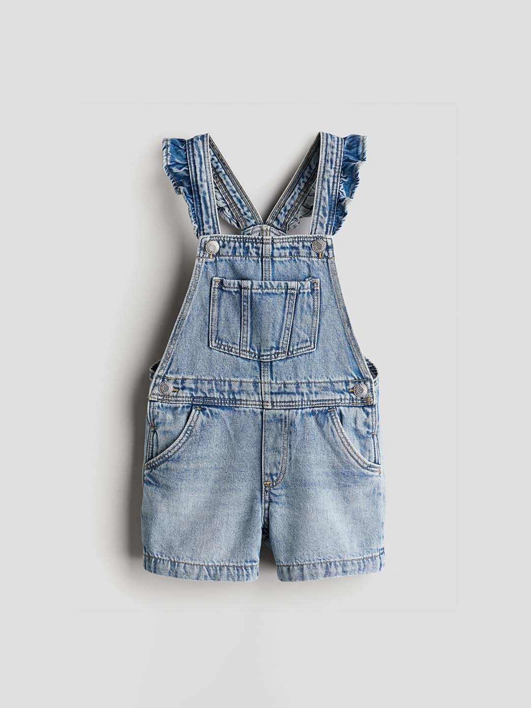 

H&M Girls Cotton Denim Dungaree Shorts, Blue
