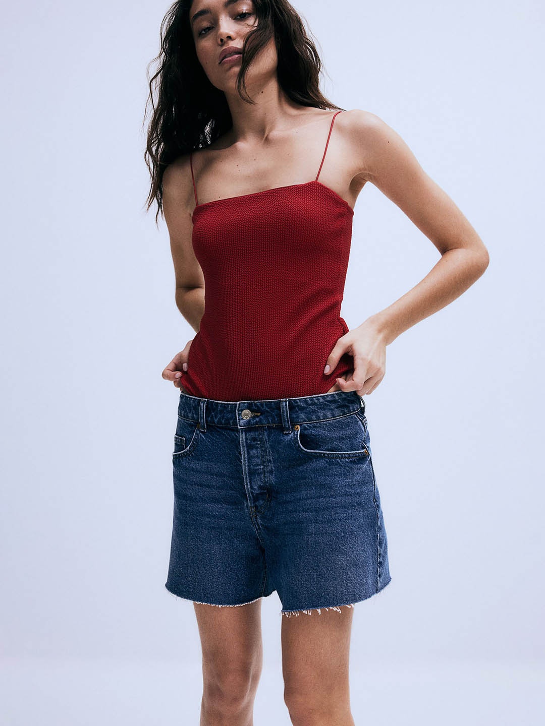 

H&M Women Cotton Denim Shorts, Blue