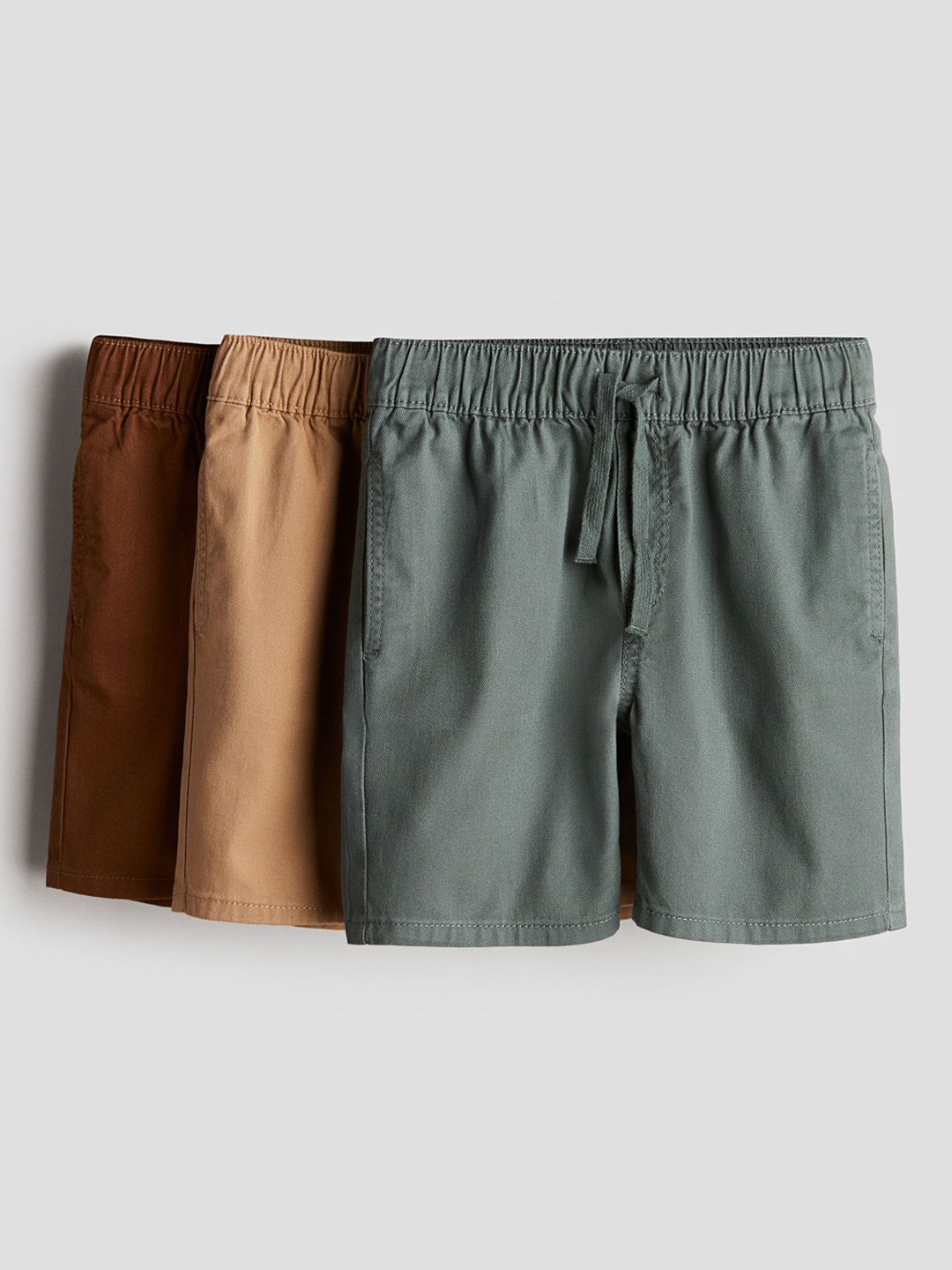

H&M Boys Cotton 3-Pack Shorts, Brown