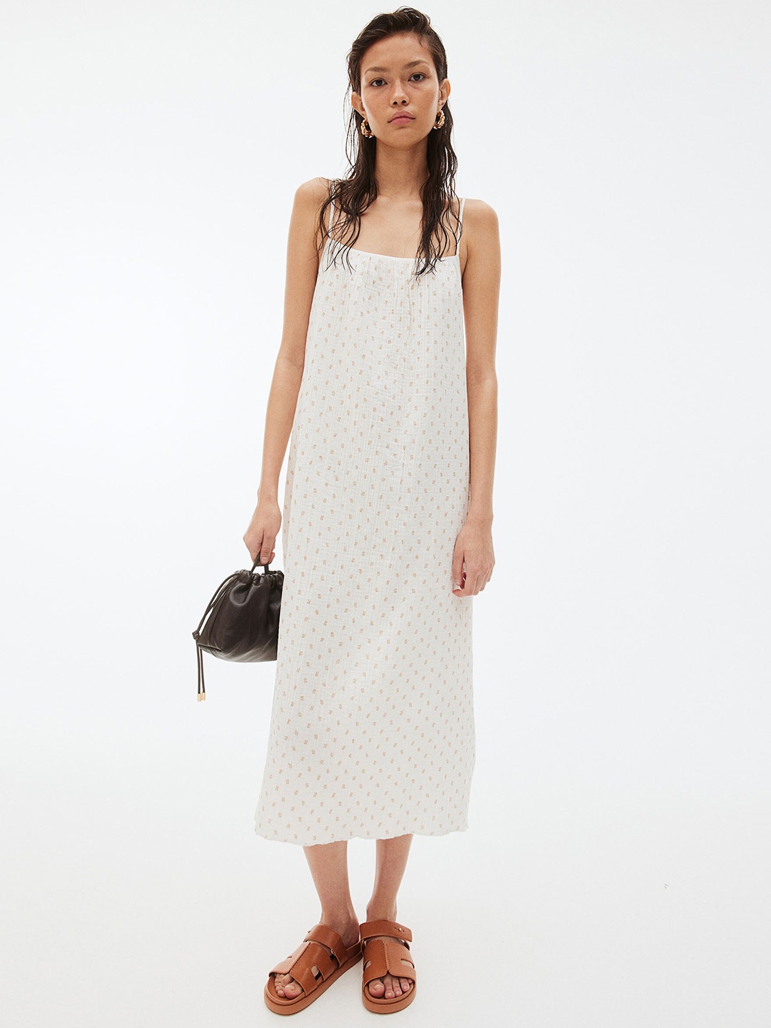 

H&M Tie-Detail Throw-On Dress, White