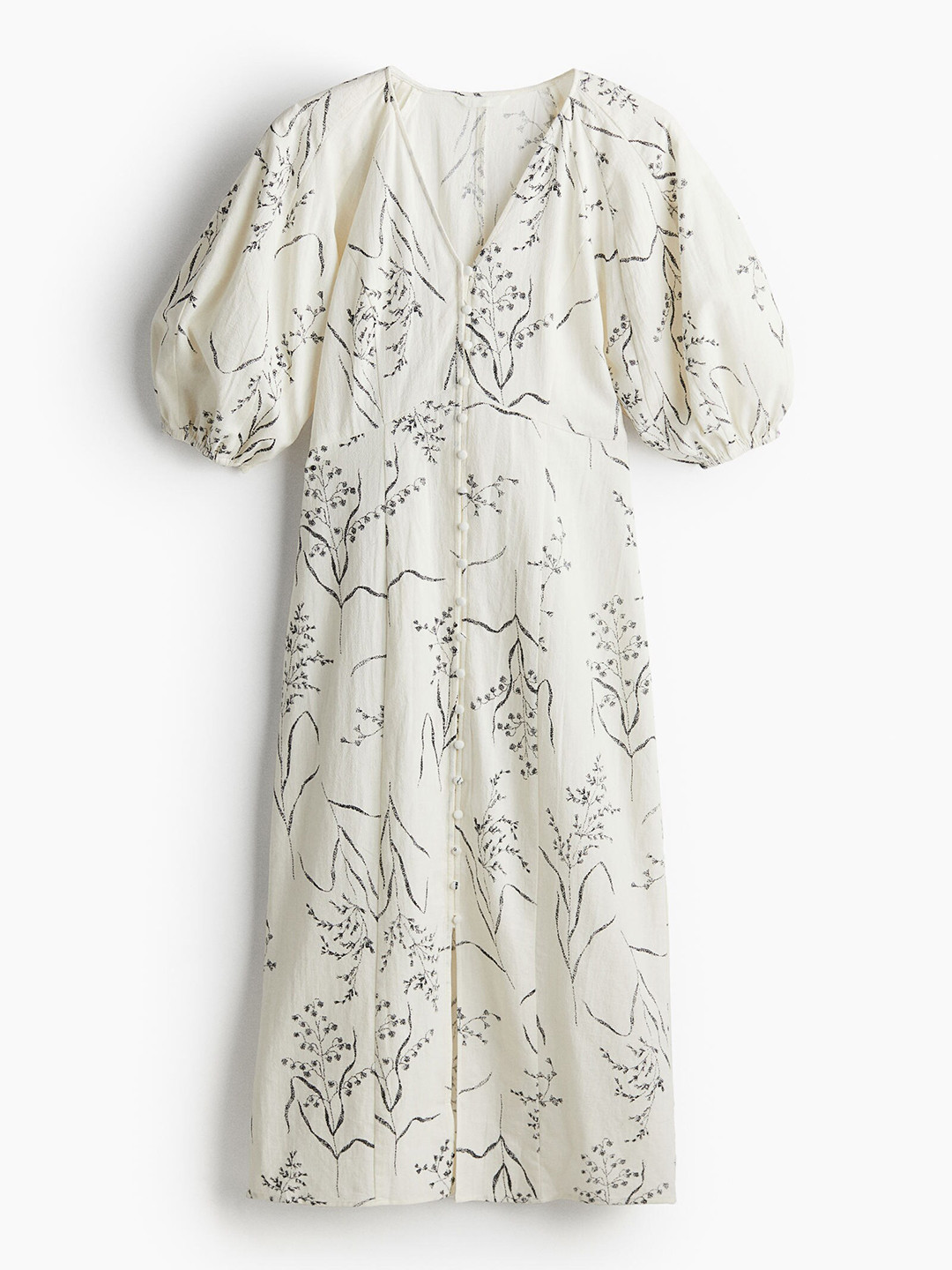 

H&M Women Pure Cotton Button-Front Dress, White