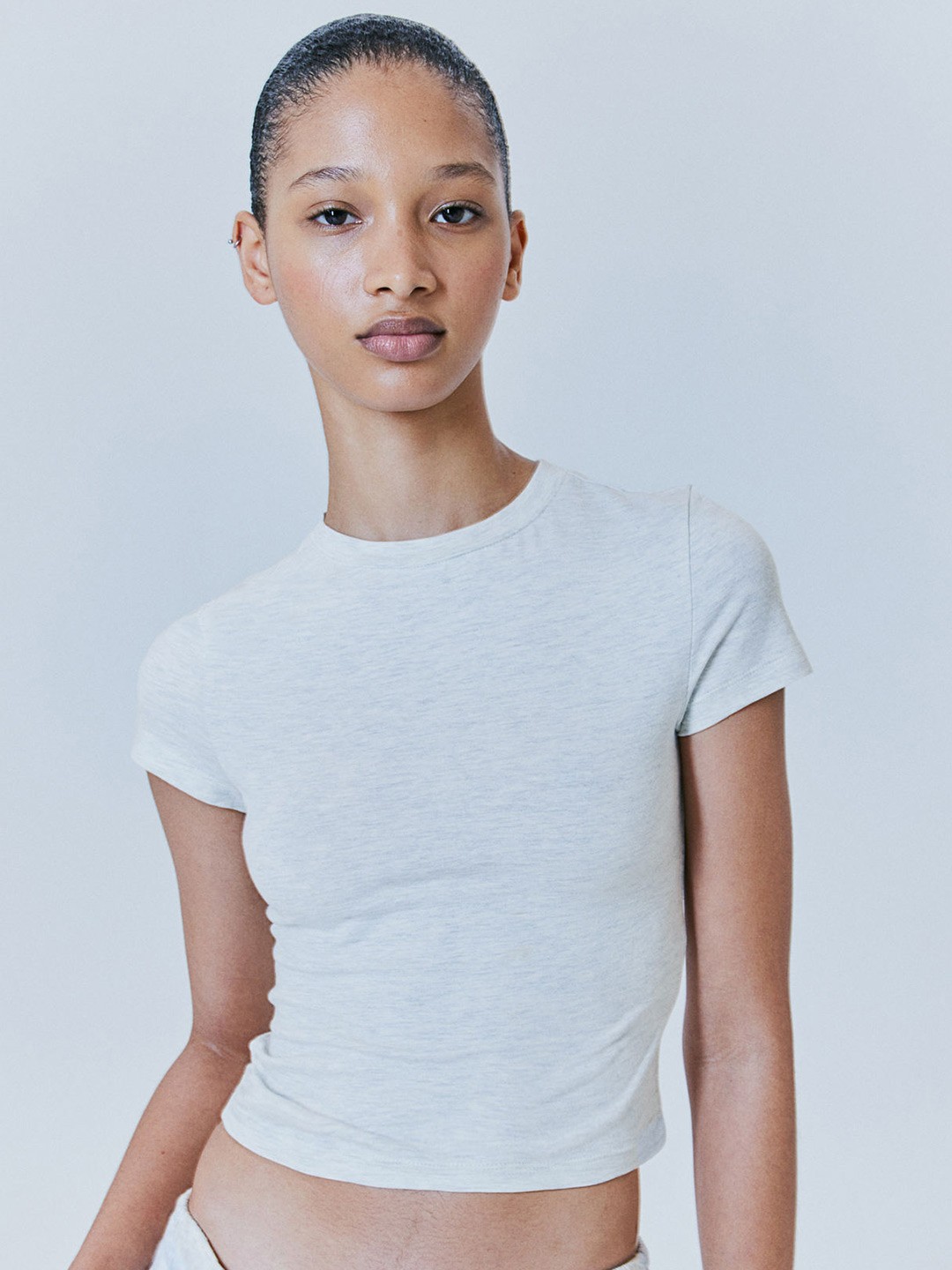 

H&M 2-Pack Cropped T-Shirts, Grey
