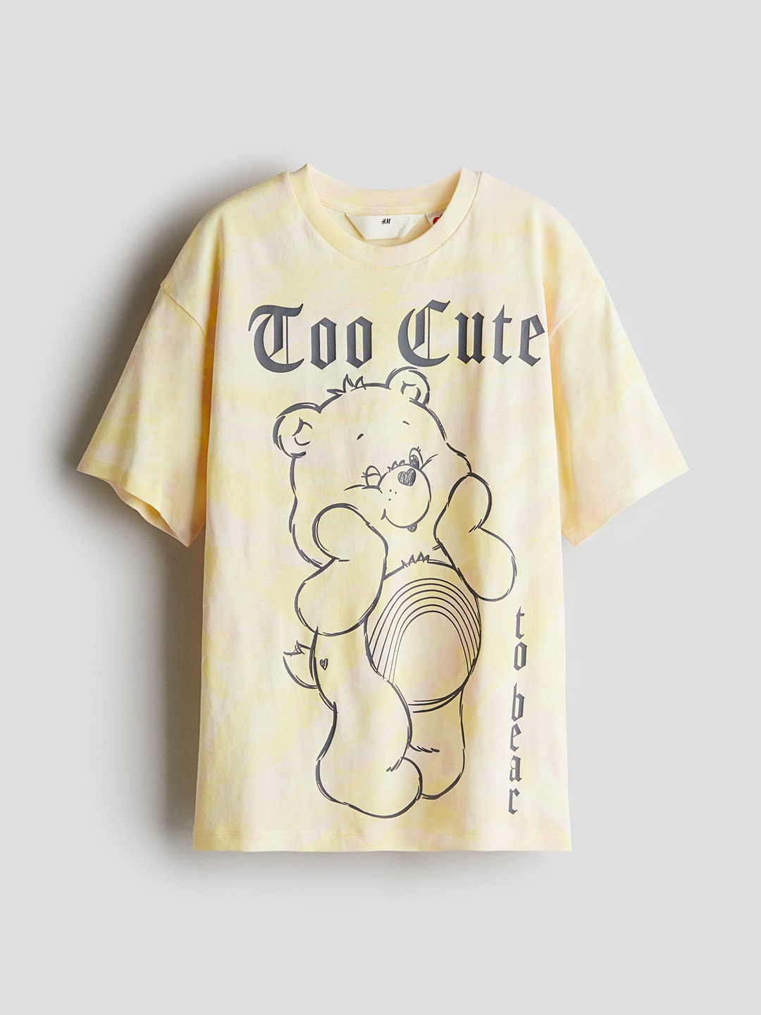 H&M Girls Pure Cotton Oversized Printed T-Shirt, Yellow