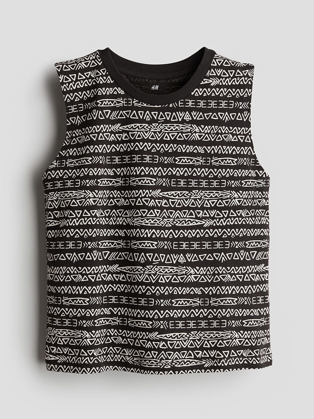 

H&M Boys Pure Cotton Printed Vest Top, Black