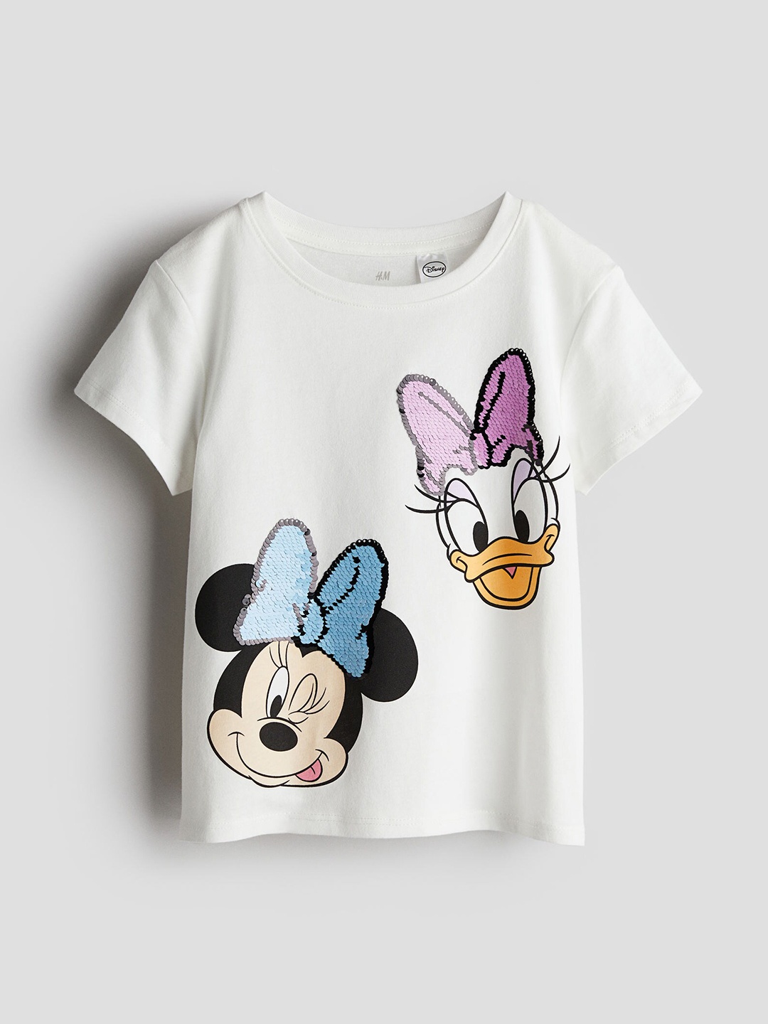 

H&M Girls Pure Cotton Reversible Sequin T-Shirt, White