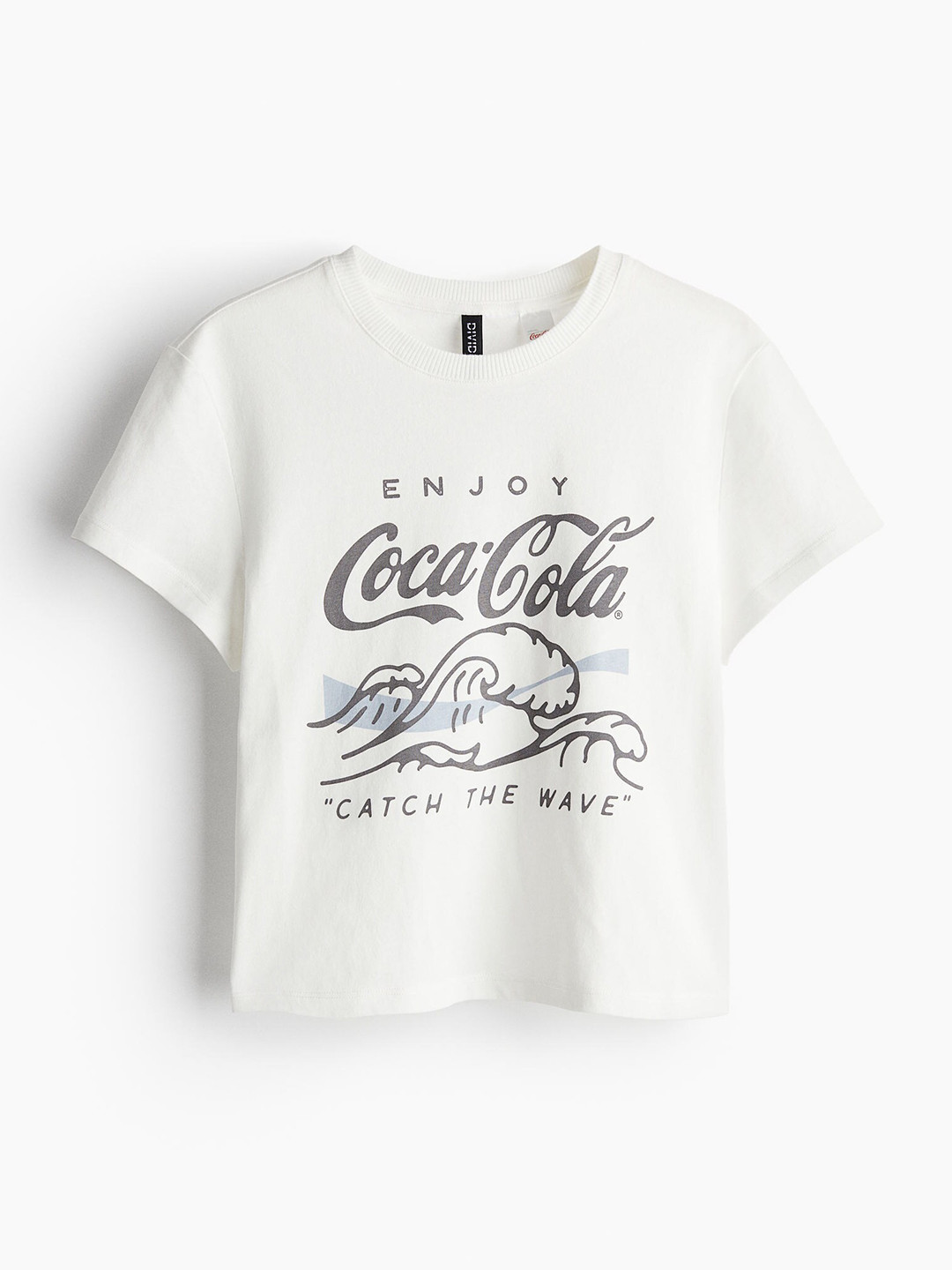 

H&M Women Pure Cotton Printed T-Shirt, White