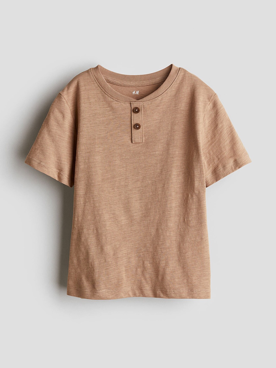 

H&M Boys Cotton Henley T-shirt, Beige