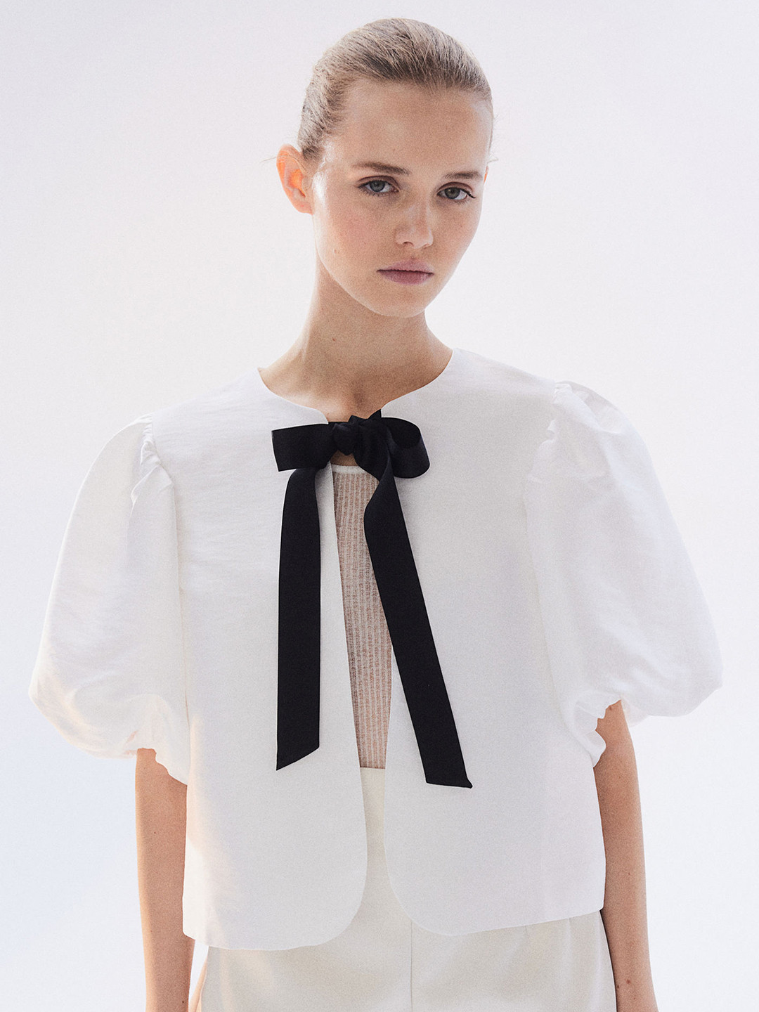 

H&M Balloon-Sleeved Blouse, White