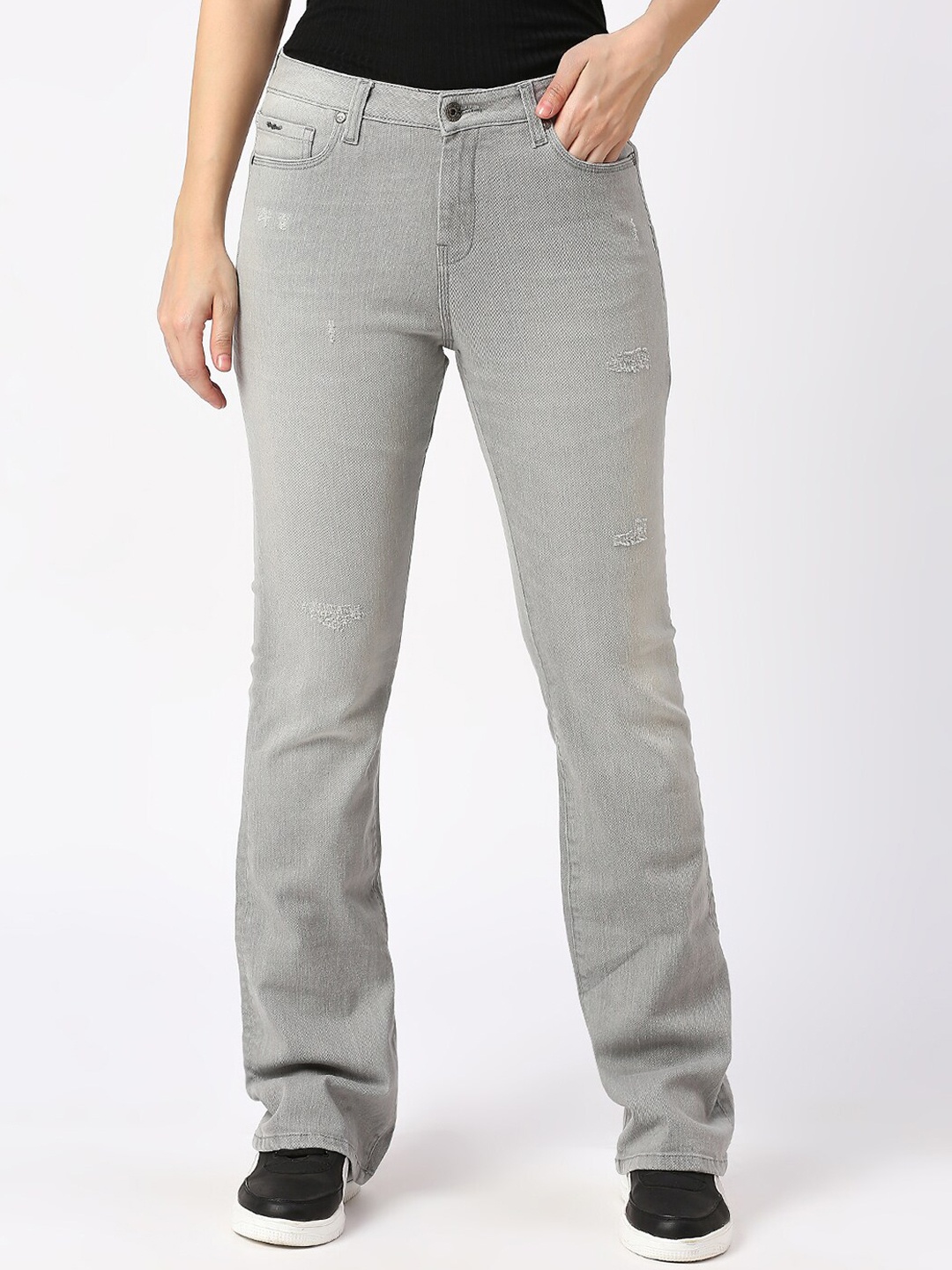 

Being Human Women Low Distress Jeans, Grey