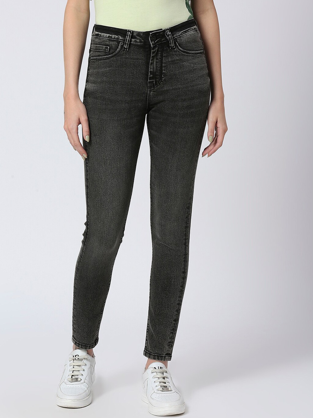 

Being Human Women Skinny Fit High-Rise Light Fade Jeans, Black