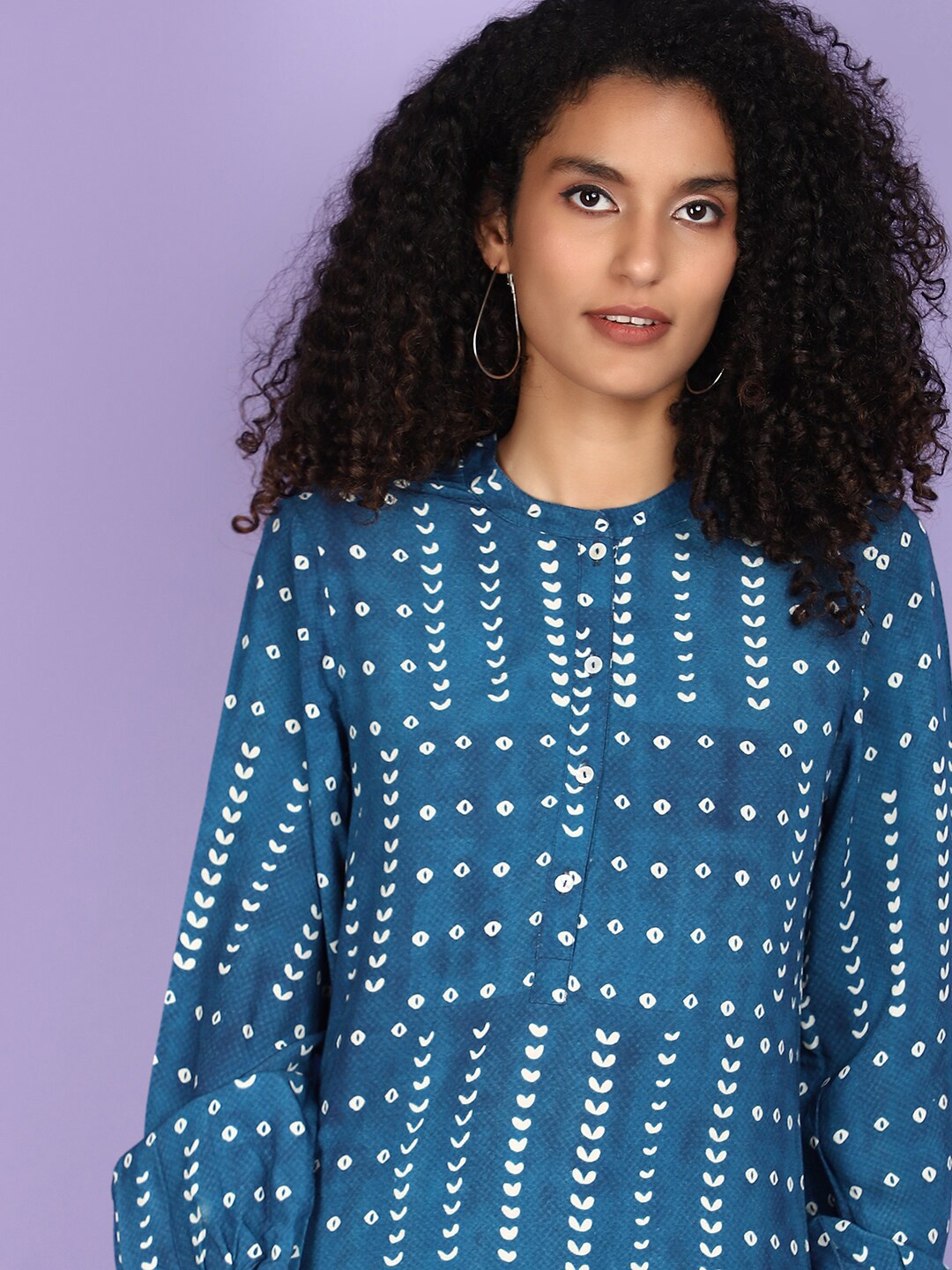 

V-Mart Printed A-Line Midi Dress, Blue
