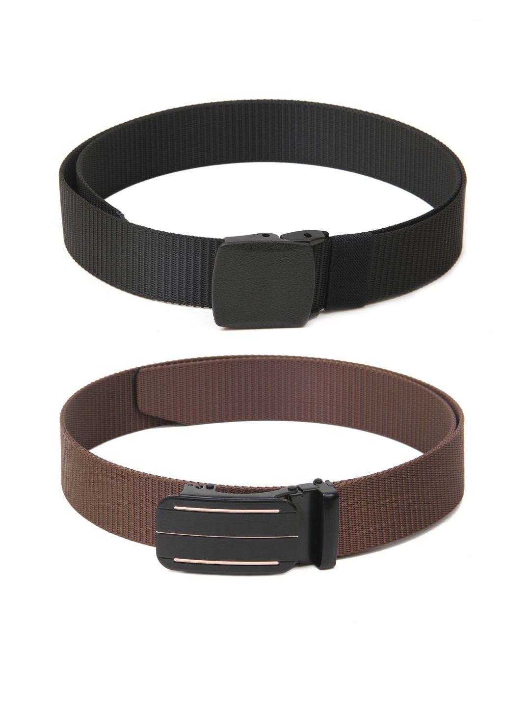 

Calvadoss Men Set of 2 Textured Belts, Black