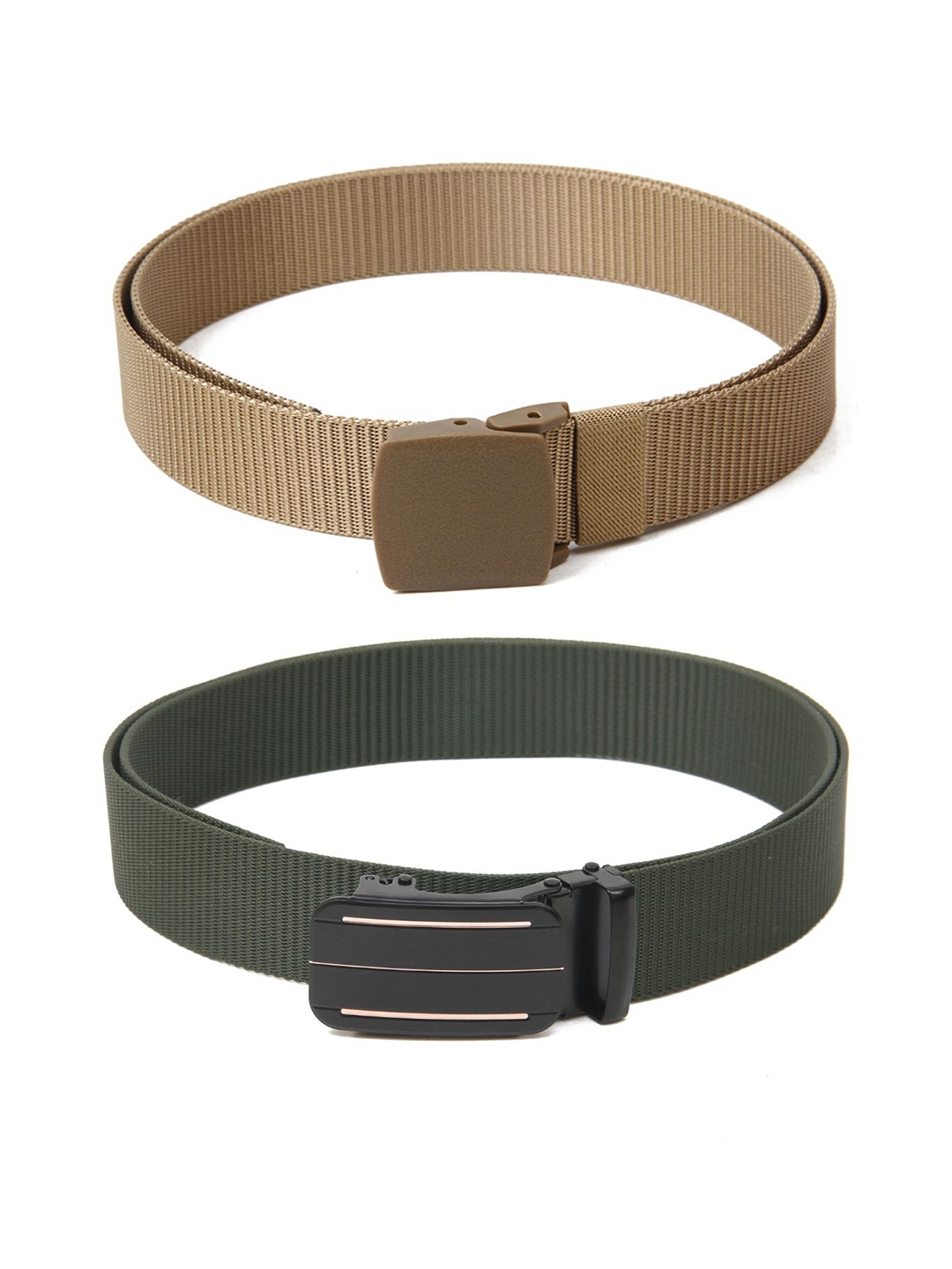 

Calvadoss Men Set Of 2 Textured Canvas Belt, Beige