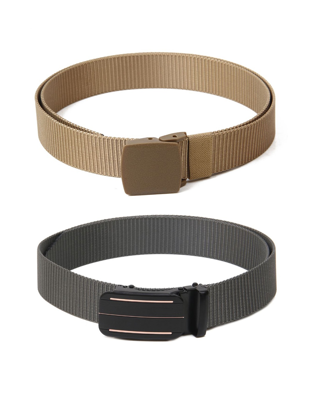 

Calvadoss Men Set Of 2 Textured Canvas Belts, Beige