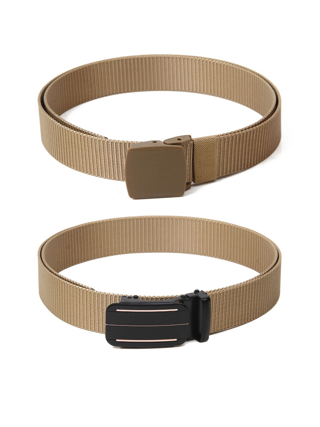 

Calvadoss Men Set Of 2 Textured Belts, Beige