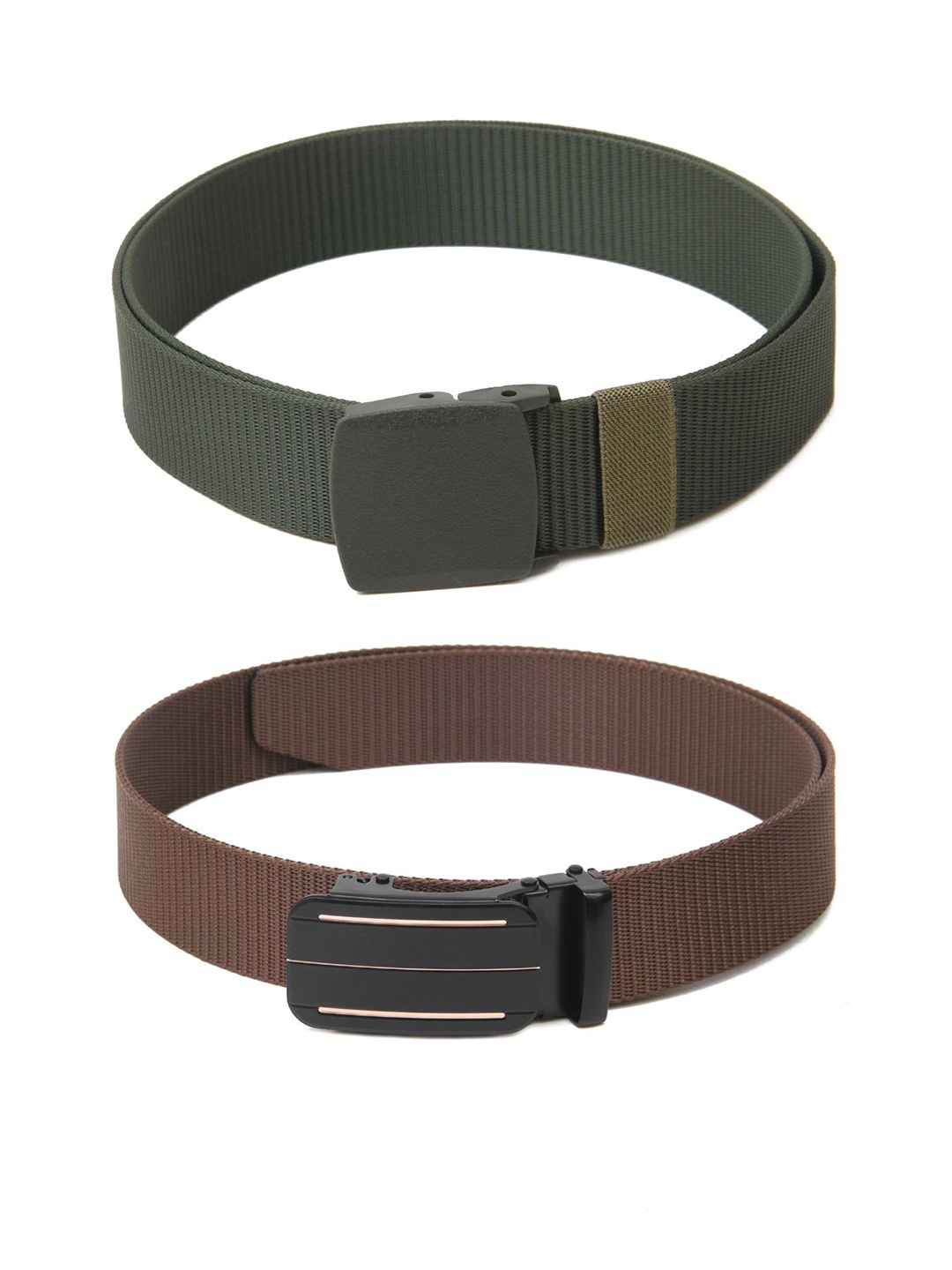 

Calvadoss Men Set Of 2 Textured Canvas Belts, Green