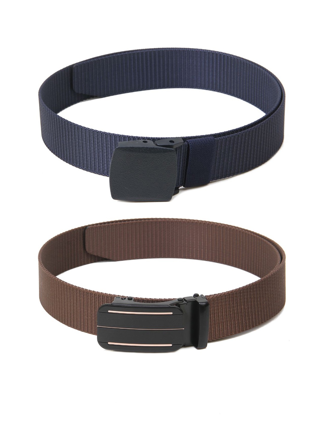 

Calvadoss Men Set Of 2 Textured Belts, Navy blue