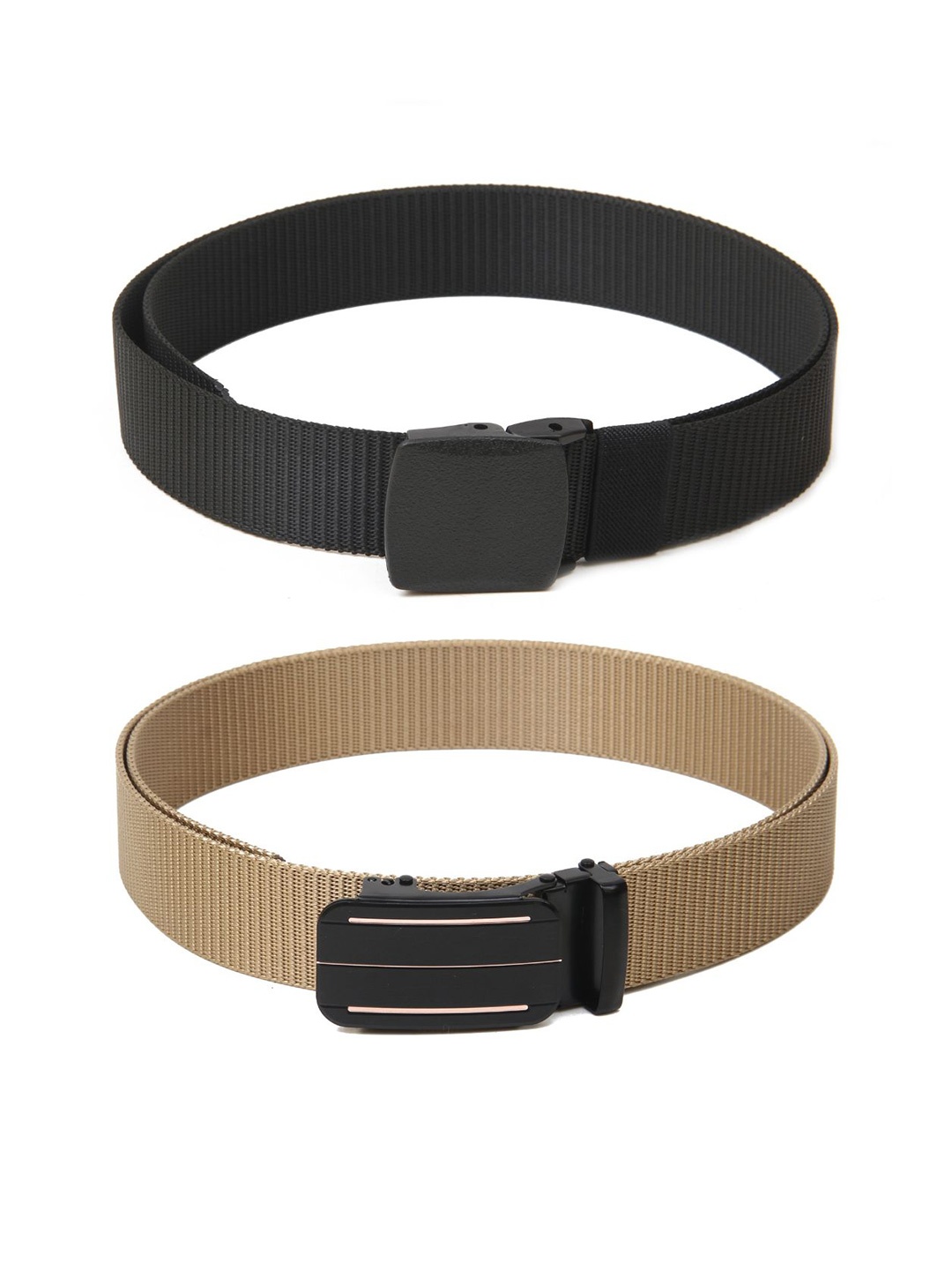 

Calvadoss Men Set Of 2 Textured Belts, Black