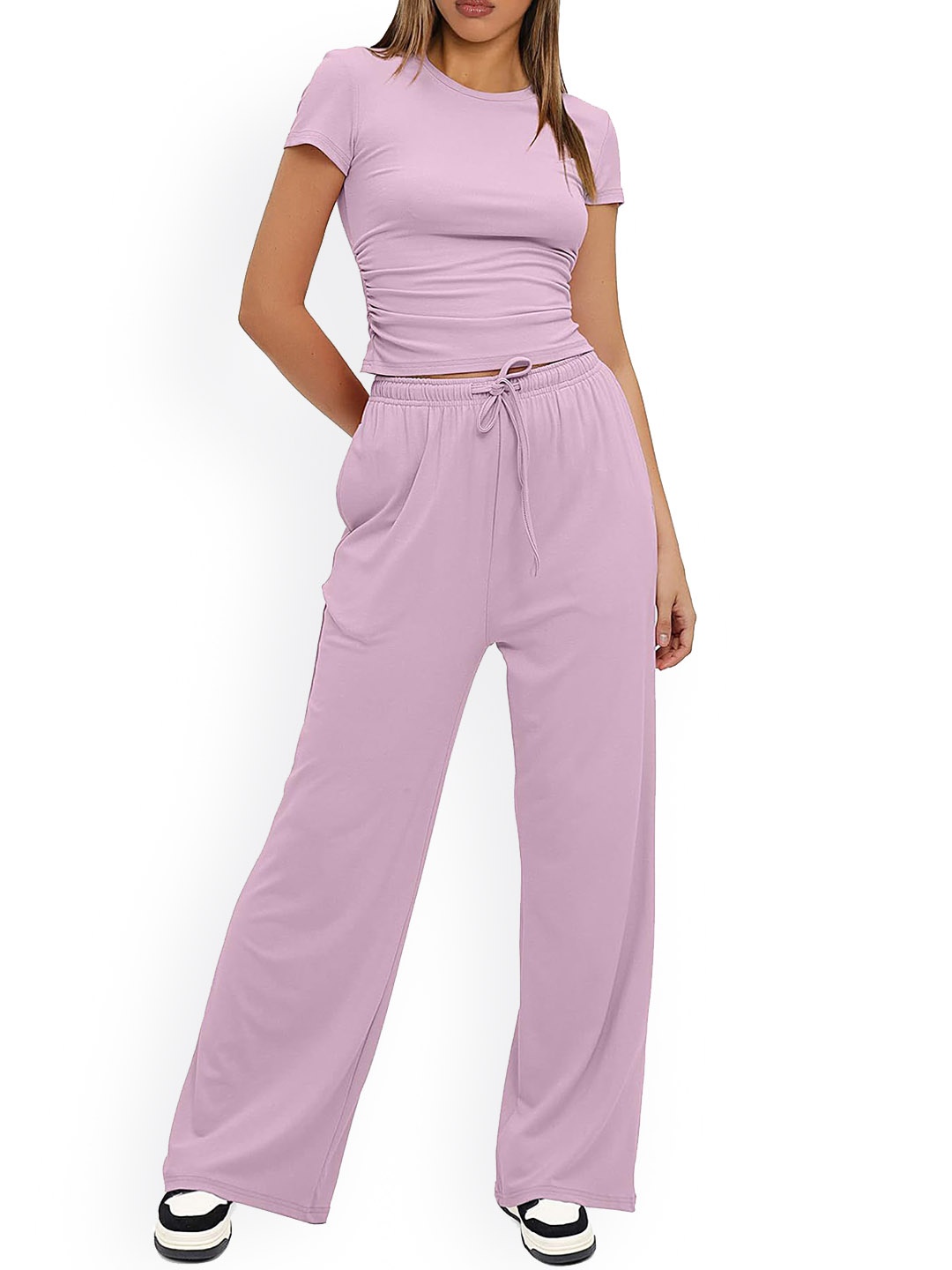 

LULU & SKY Round-Neck Short Sleeve T-Shirt And Trouser, Pink