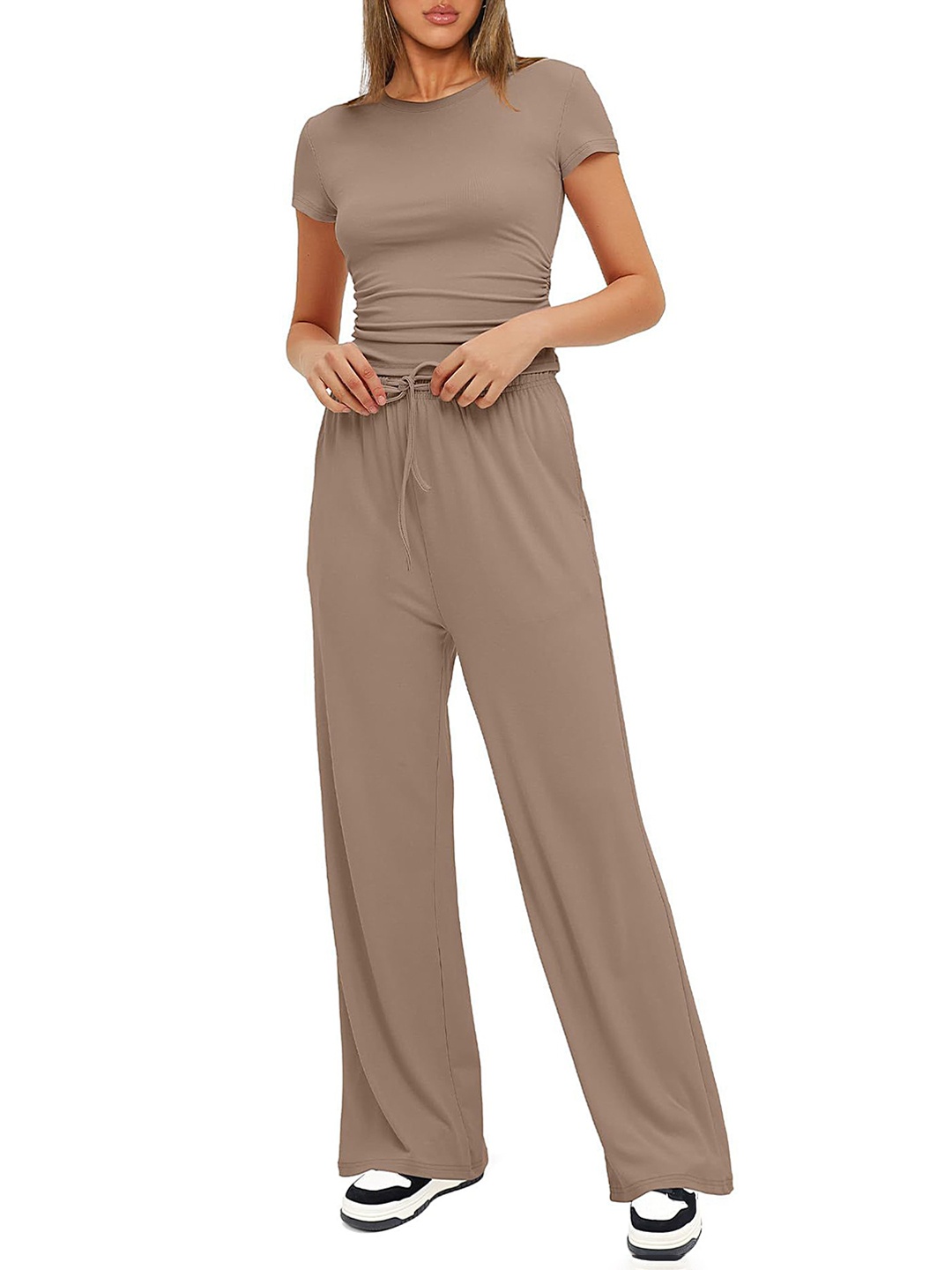 

LULU & SKY Top With Trousers Co-Ords, Coffee brown
