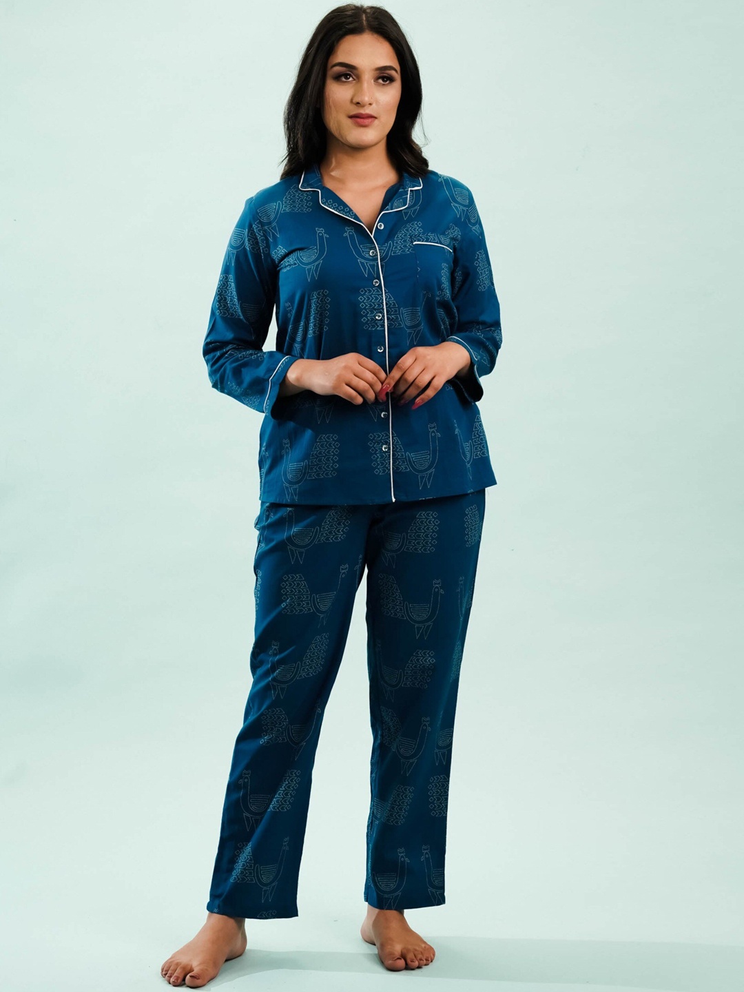 

NoLabels Women Printed Night suit, Blue